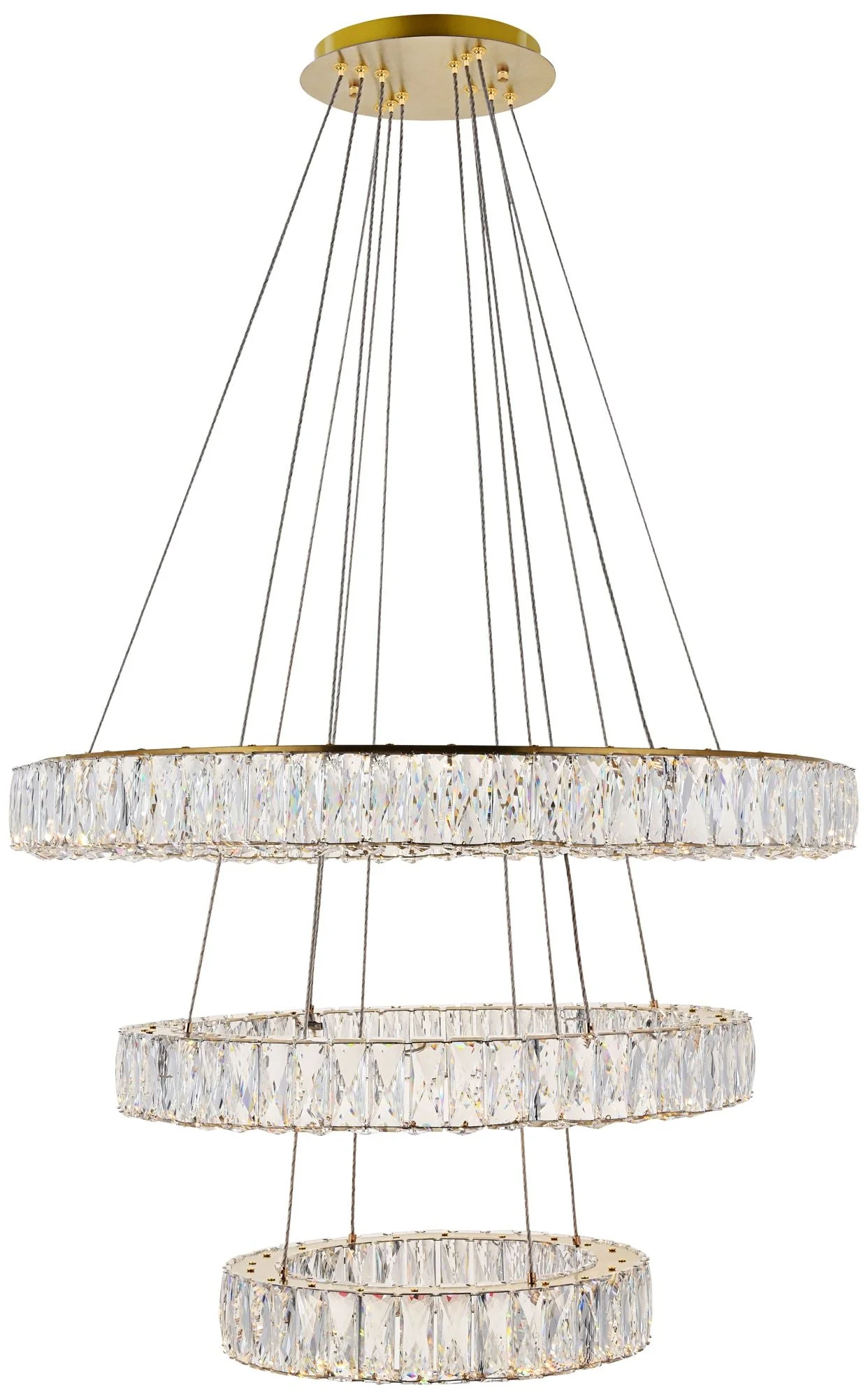 Monroe 31 1/2" Wide Gold and Crystal 3-Tier LED Chandelier - Image 2