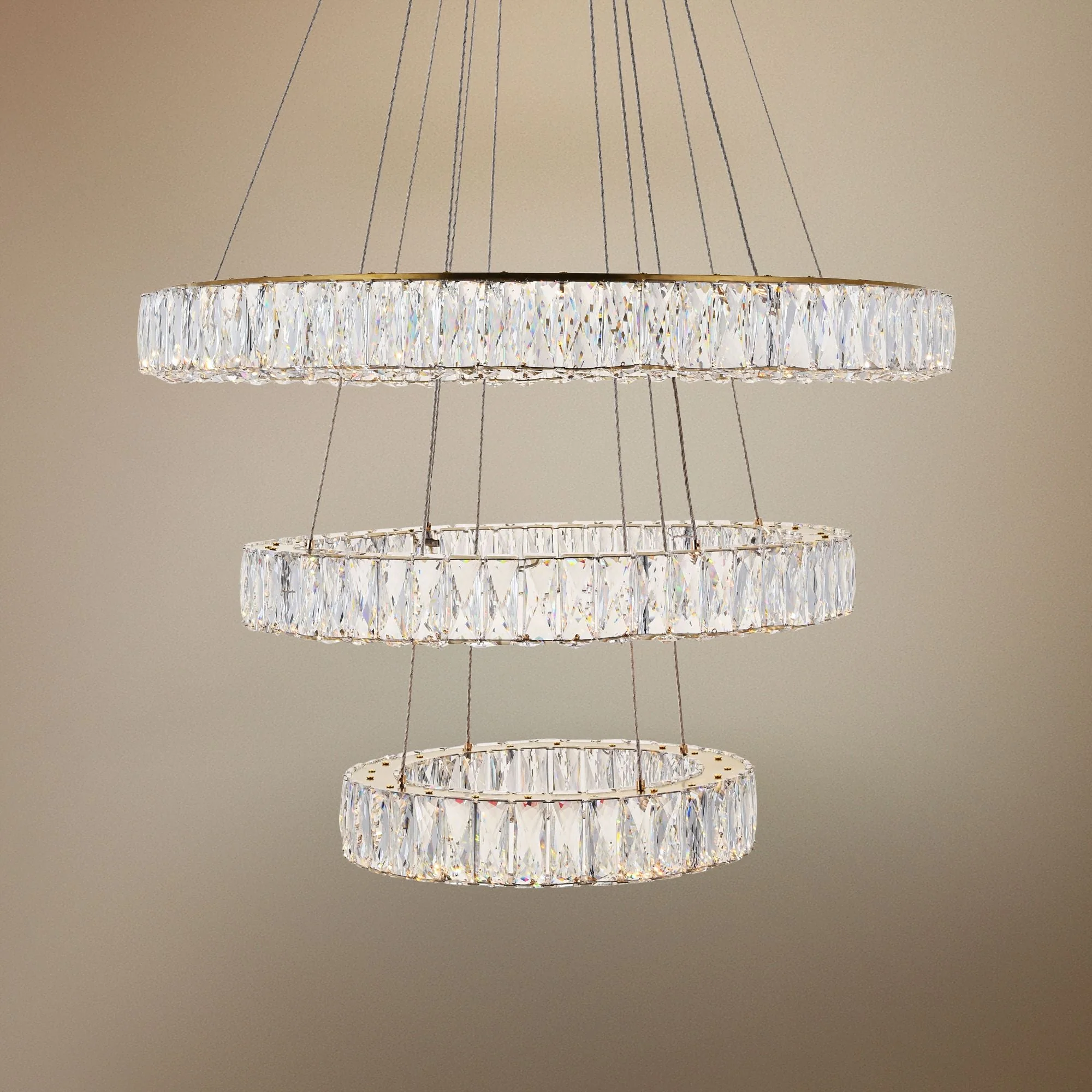 Monroe 31 1/2" Wide Gold and Crystal 3-Tier LED Chandelier - Image 1