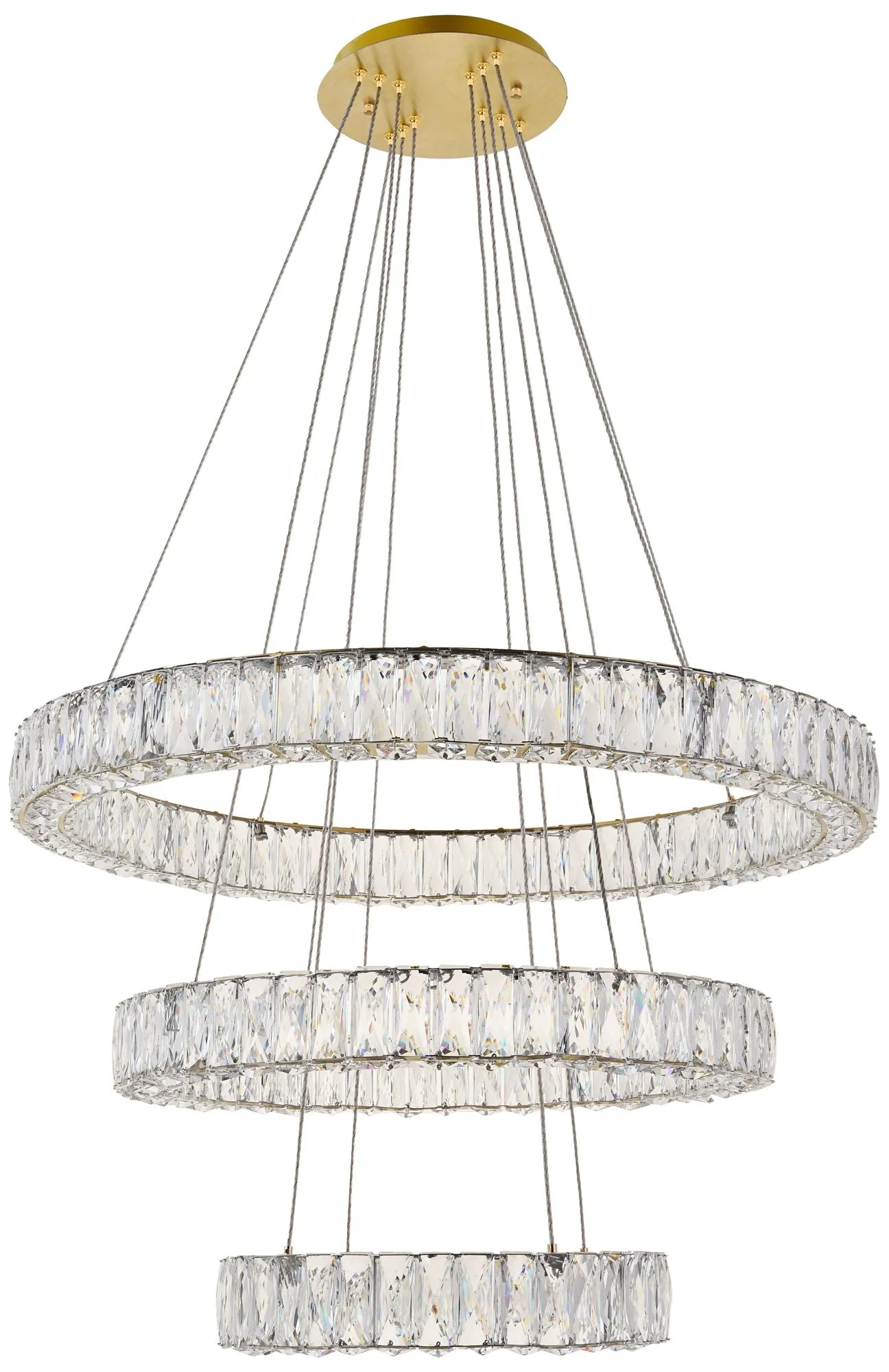 Monroe 31 1/2" Wide Gold and Crystal 3-Tier LED Chandelier - Image 3