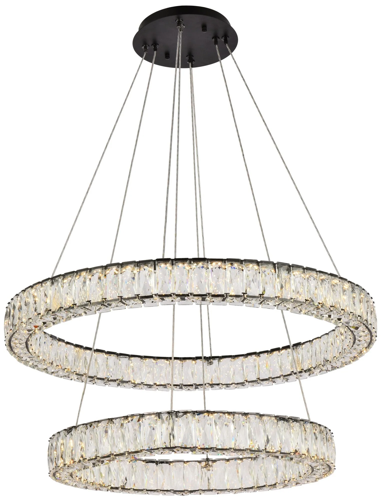 Monroe 32" Led Double Ring Chandelier In Black - Image 1