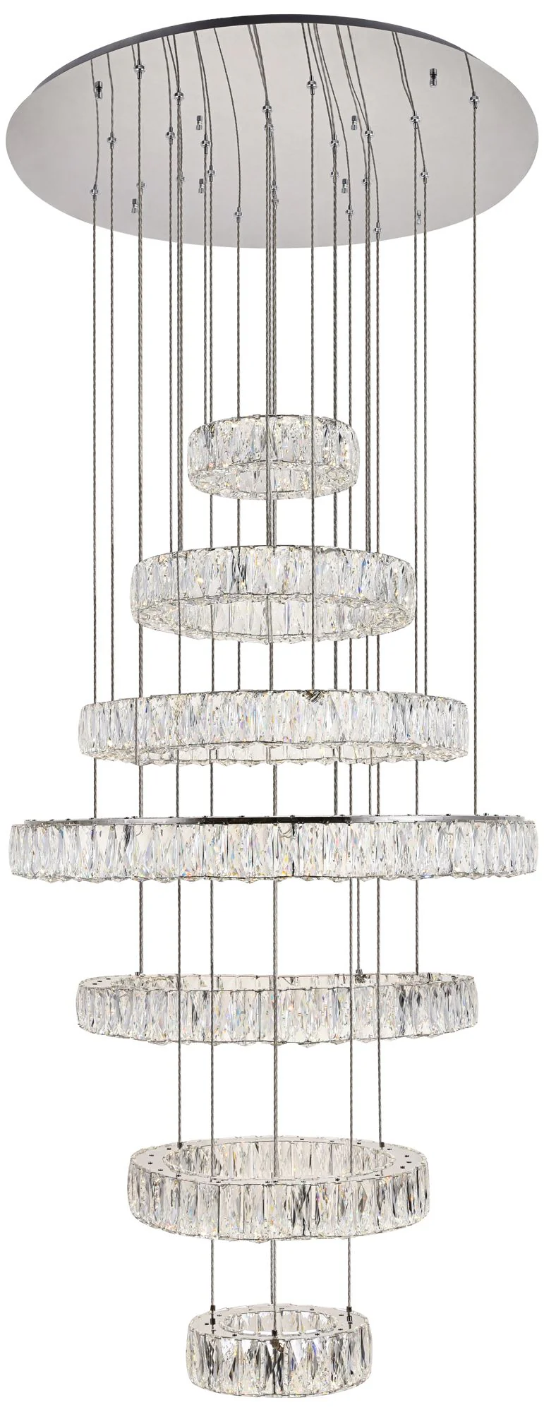 Monroe 33 1/2" Wide Chrome and Crystal 7-Tier LED Chandelier - Image 2
