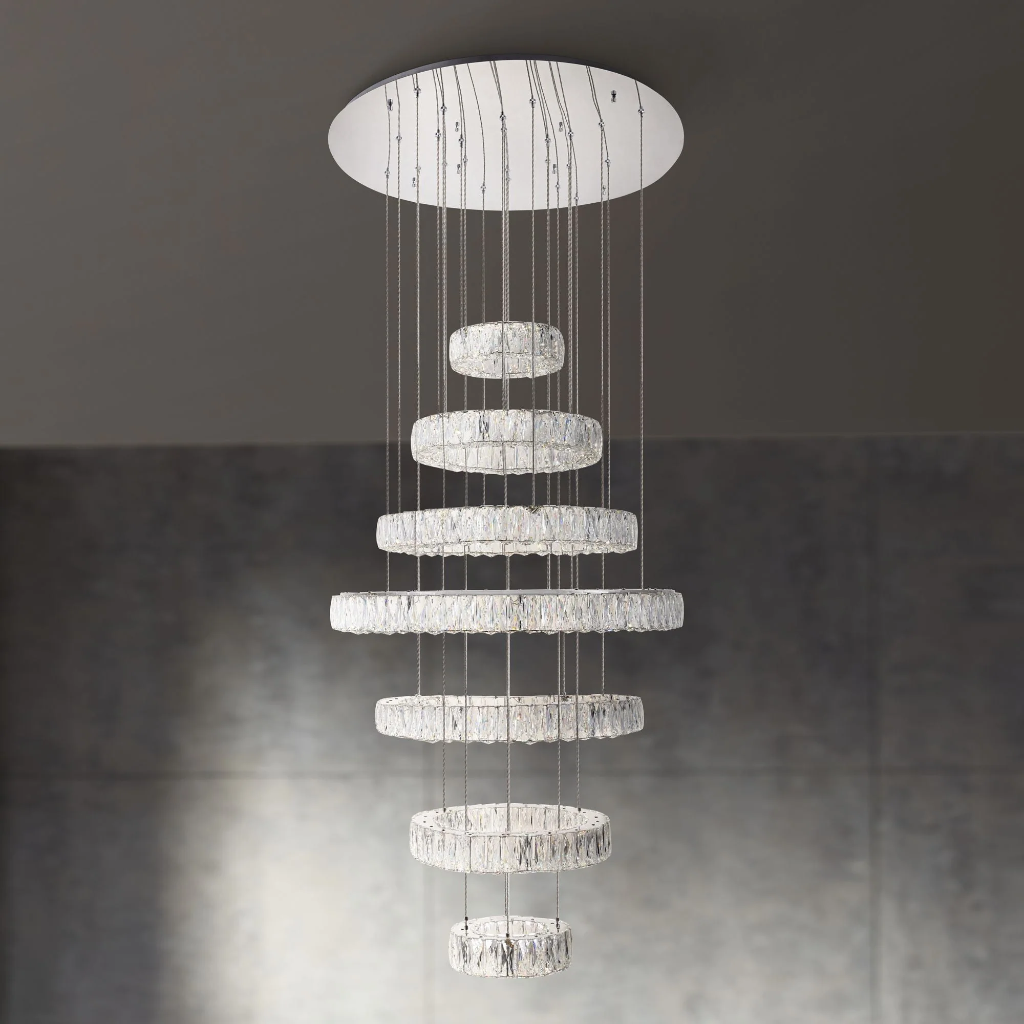 Monroe 33 1/2" Wide Chrome and Crystal 7-Tier LED Chandelier - Image 1