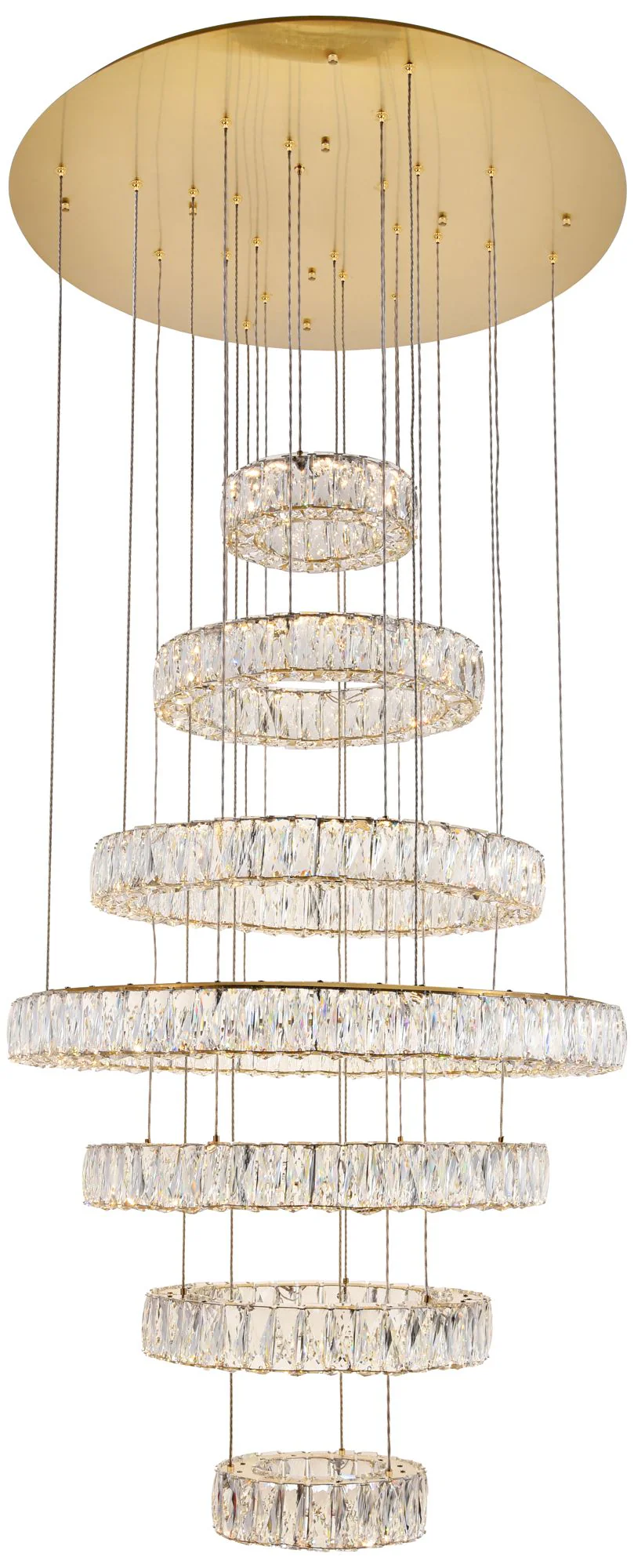 Monroe 34" Wide Gold and Crystal 7-Tier LED Chandelier - Image 2