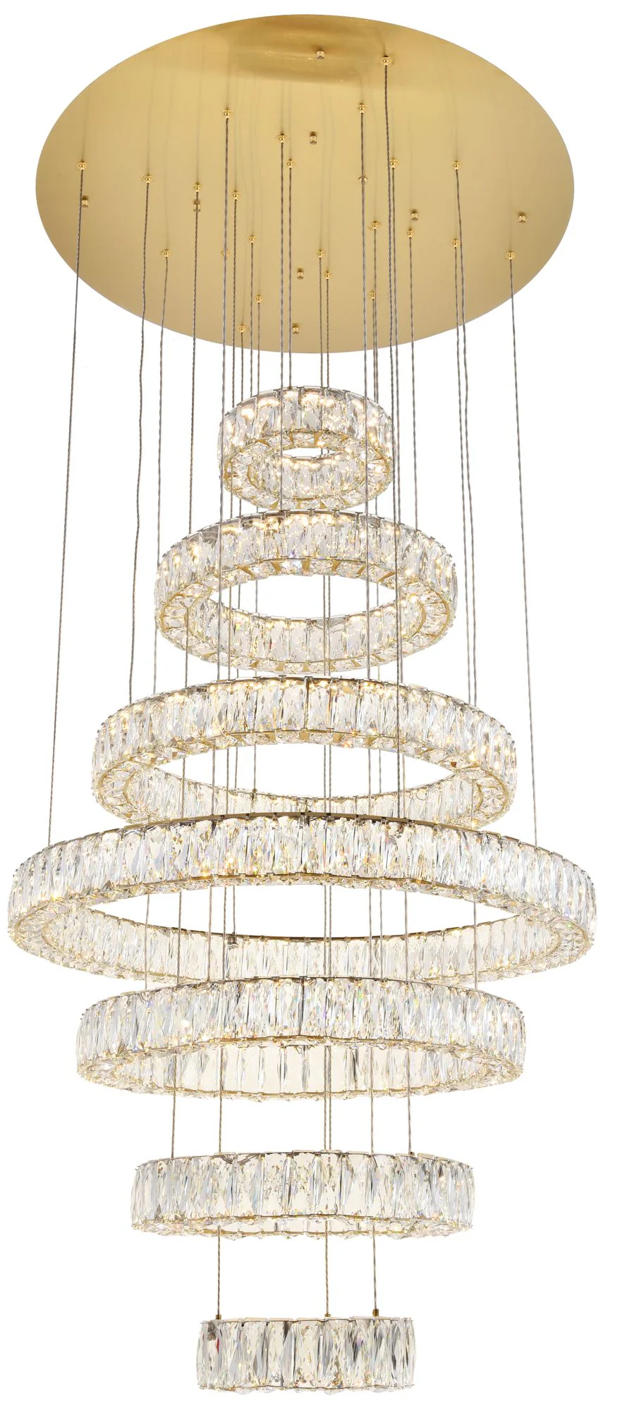 Monroe 34" Wide Gold and Crystal 7-Tier LED Chandelier - Image 3