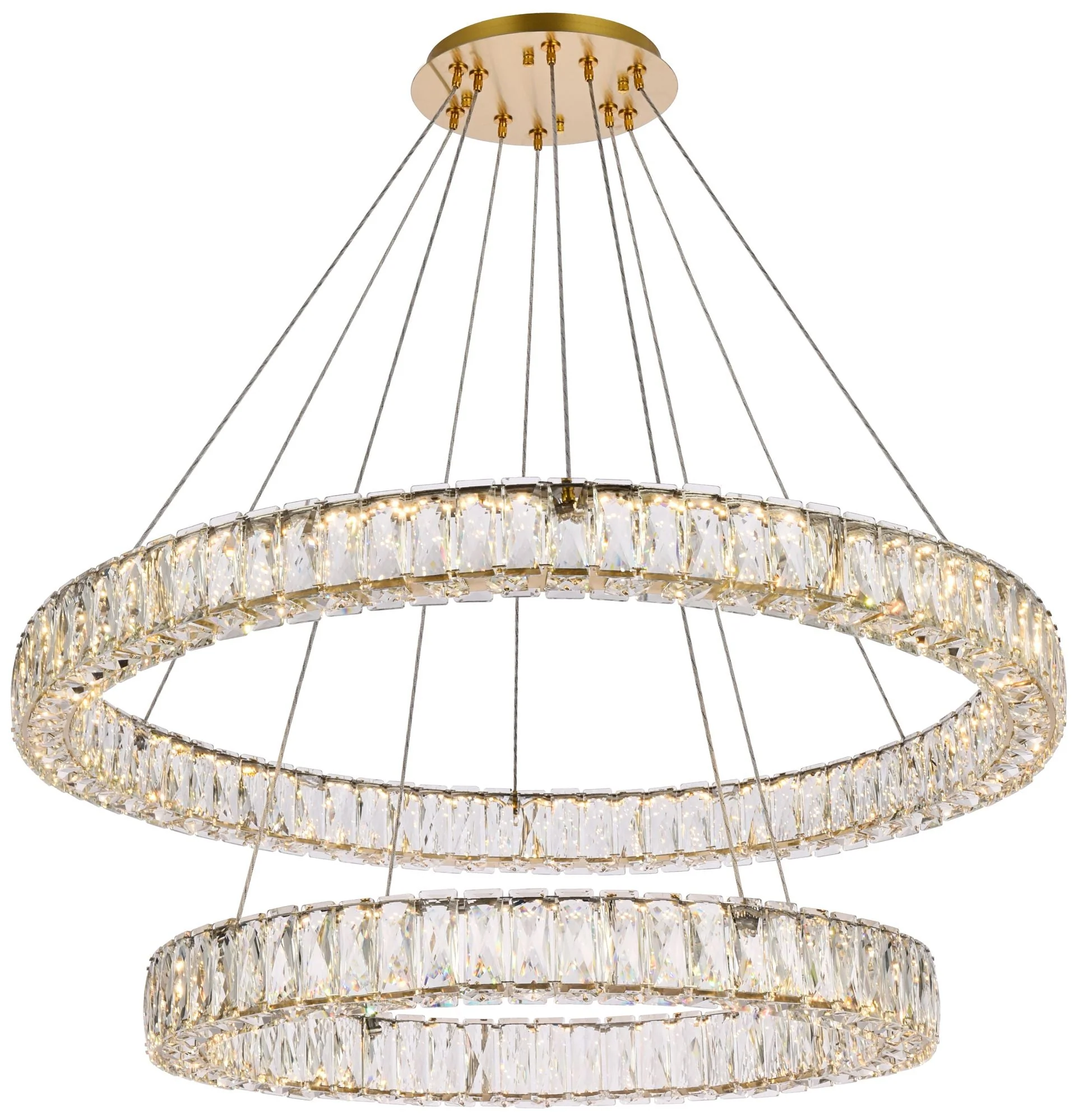 Monroe 36" Led Double Ring Chandelier In Gold - Image 1
