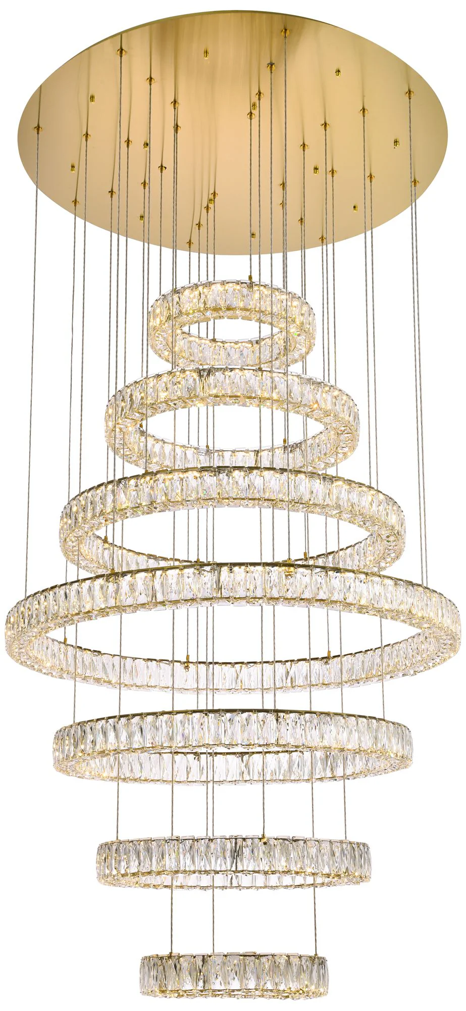Monroe 40" Wide Gold Clear Crystal 7-Ring LED Chandelier - Image 2