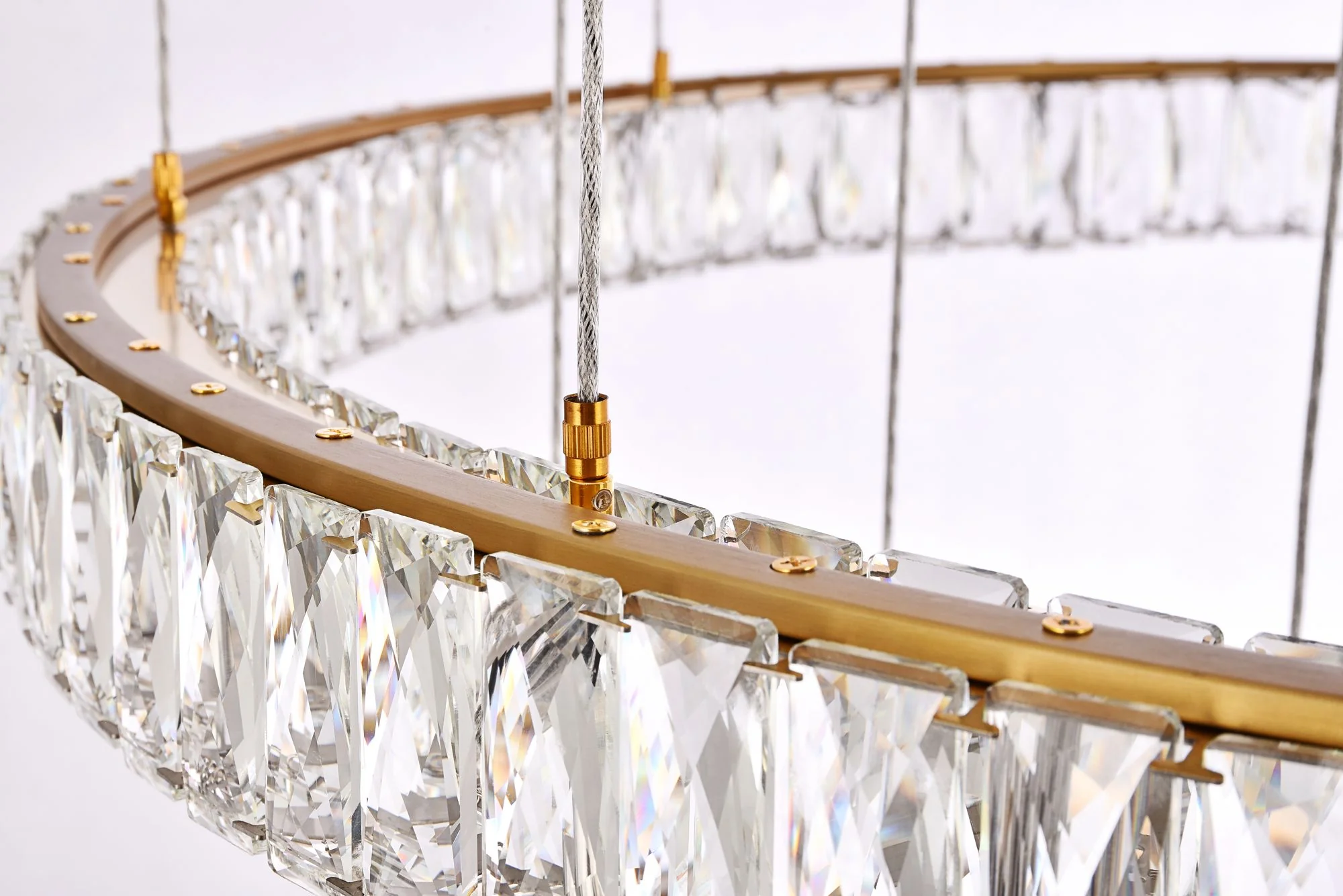 Monroe 40" Wide Gold Clear Crystal 7-Ring LED Chandelier - Image 3