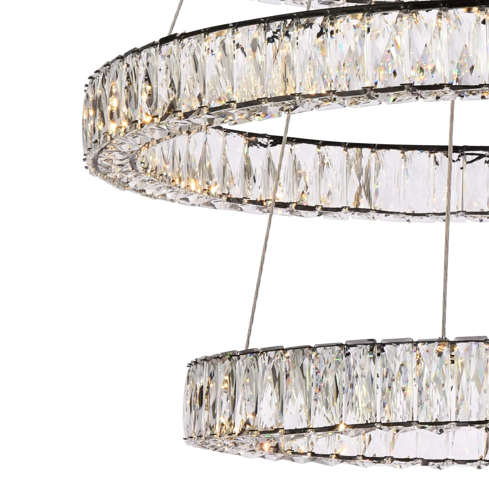 Monroe 41" Led Triple Ring Chandelier In Black - Image 3