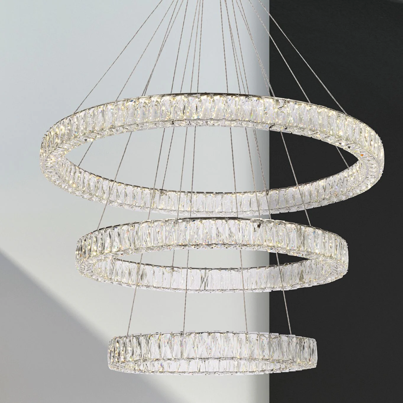 Monroe 41" Led Triple Ring Chandelier - Image 1