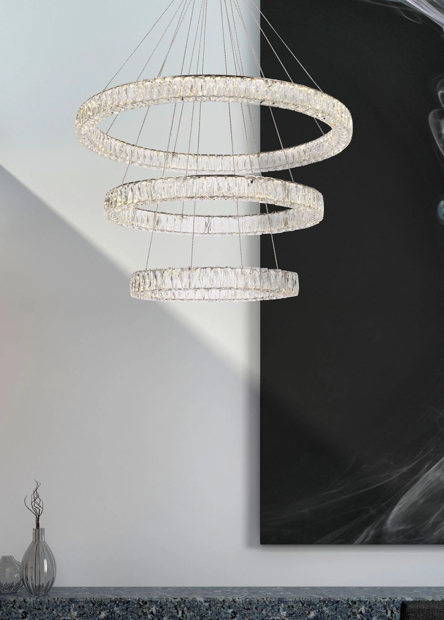 Monroe 41" Led Triple Ring Chandelier - Image 3