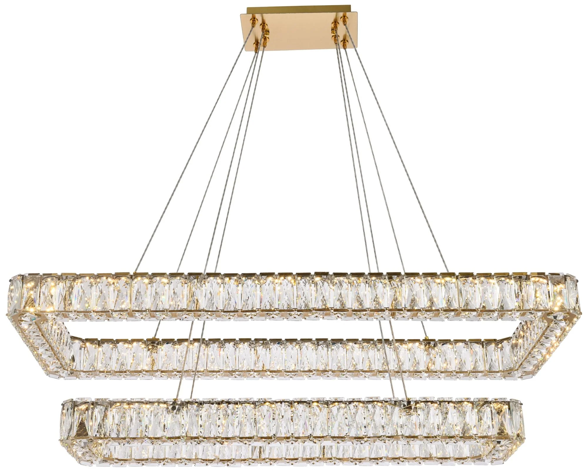 Monroe 42" Led Double Rectangle Pendant In Gold - Image 2