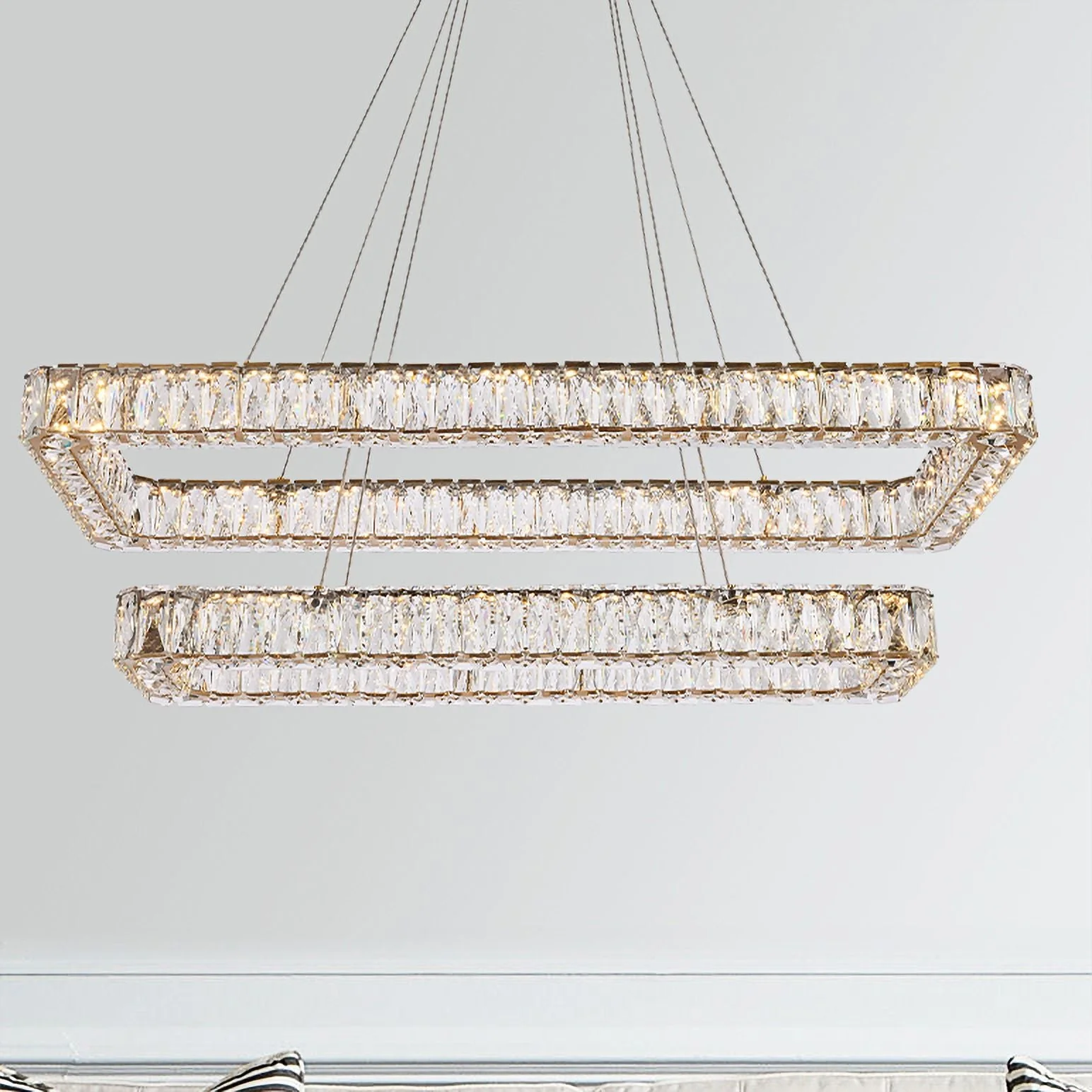 Monroe 42" Led Double Rectangle Pendant In Gold - Image 1