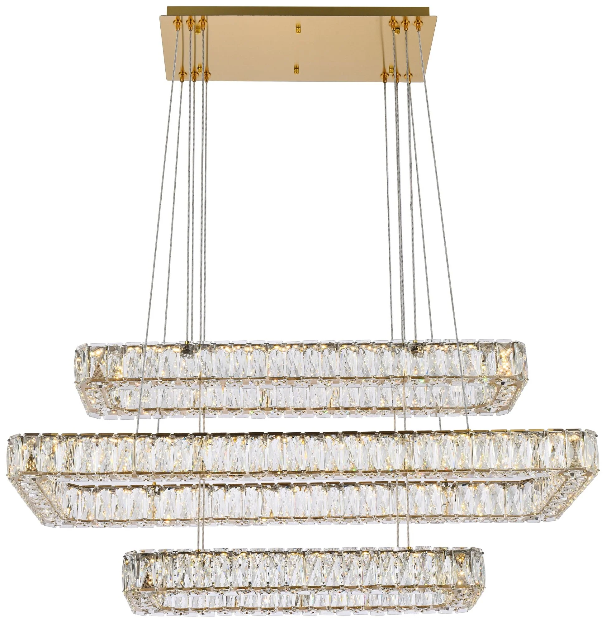 Monroe 42" Led Triple Rectangle Pendant In Gold - Image 2