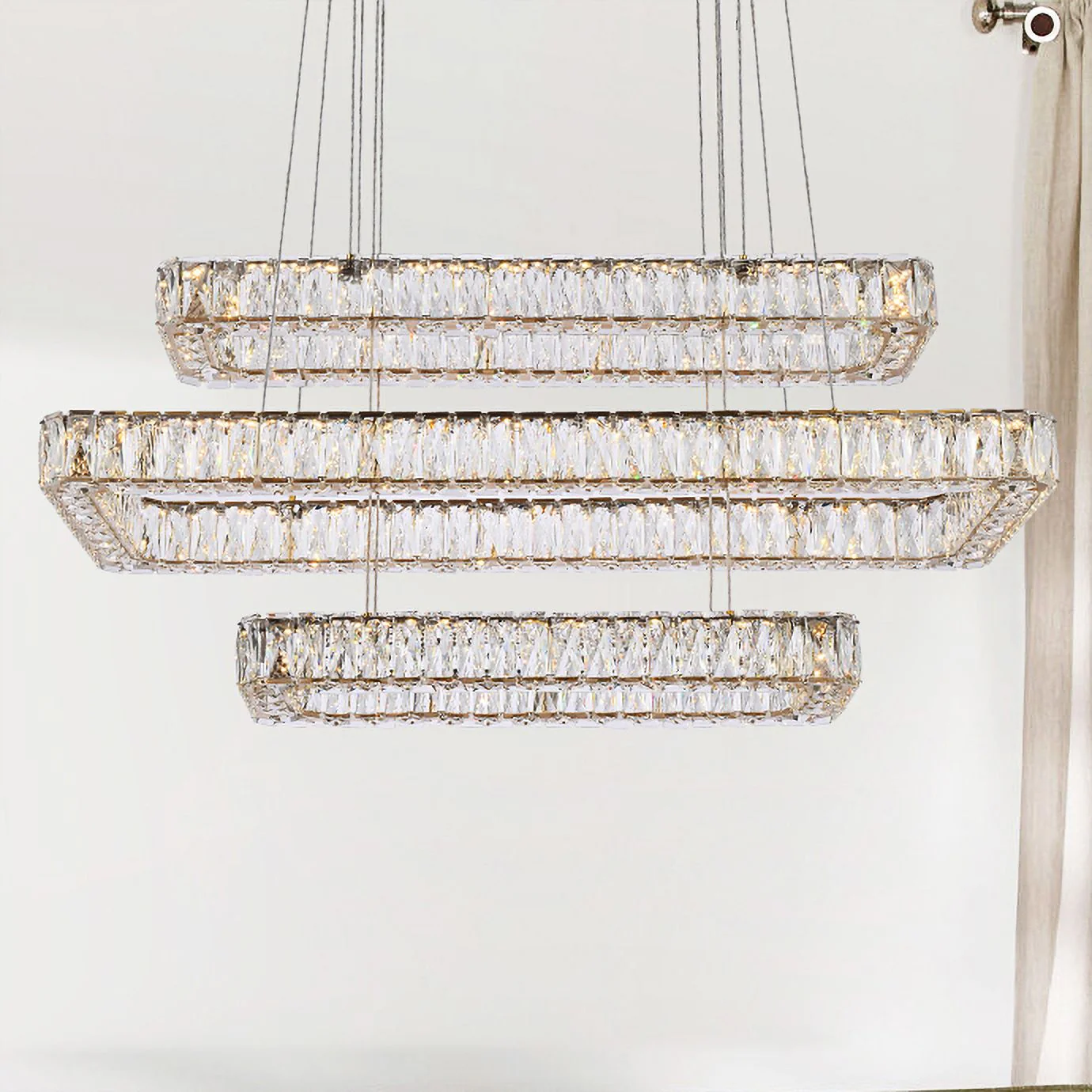 Monroe 42" Led Triple Rectangle Pendant In Gold - Image 1