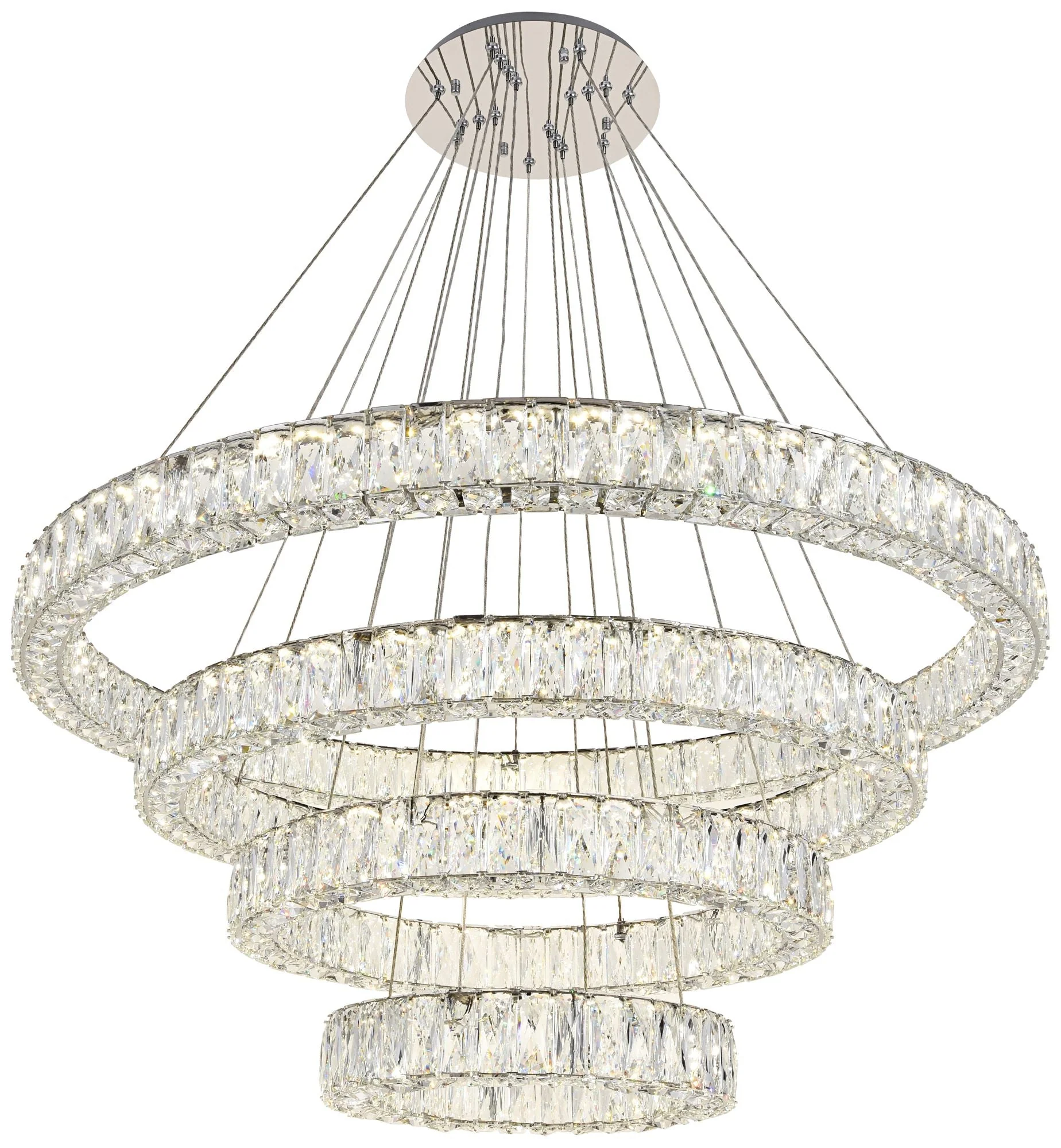 Monroe 42" Wide Chrome and Crystal 4-Tier LED Chandelier - Image 2