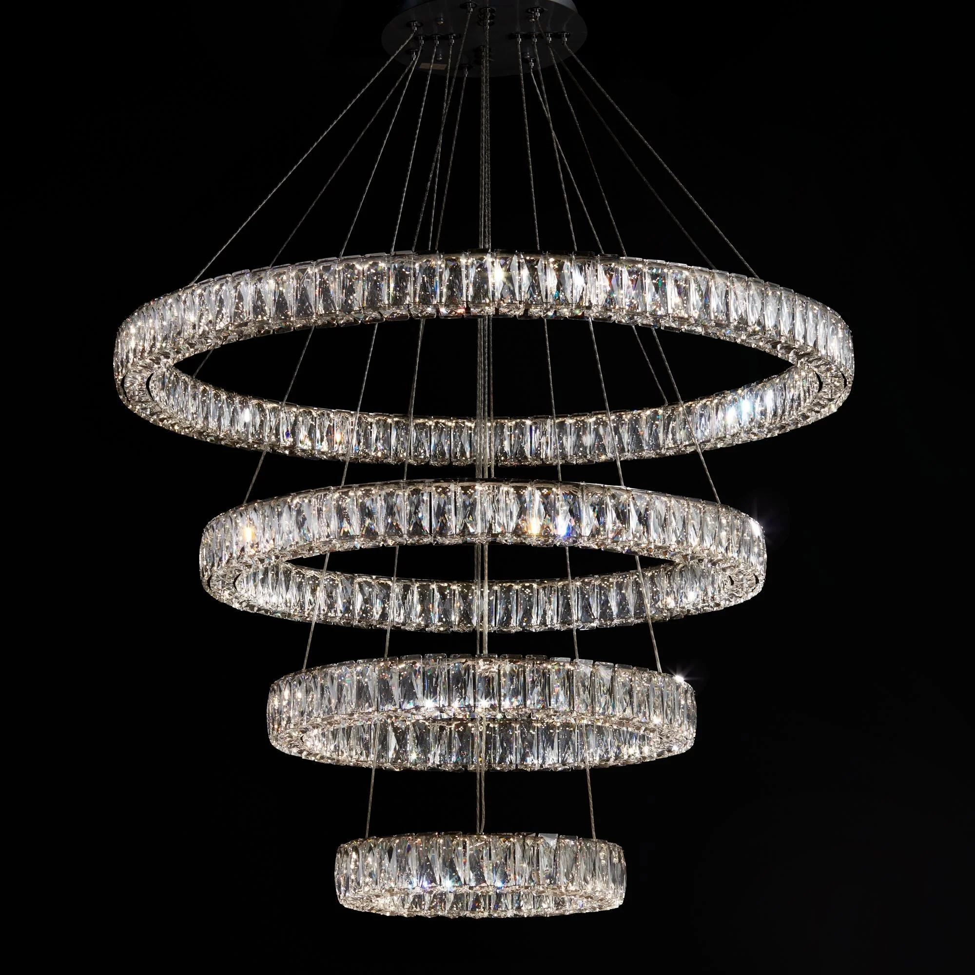 Monroe 42" Wide Chrome and Crystal 4-Tier LED Chandelier - Image 1