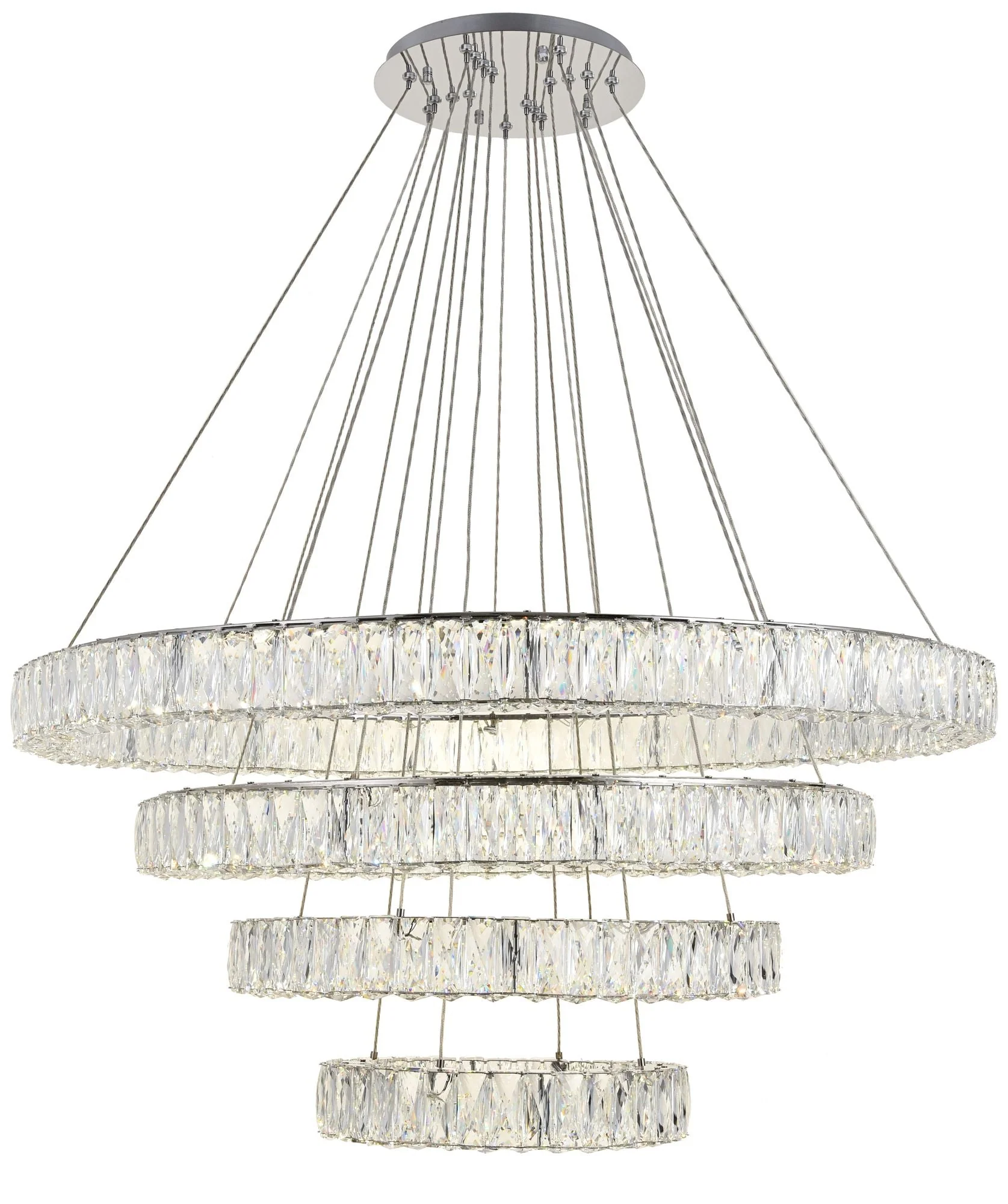 Monroe 42" Wide Chrome and Crystal 4-Tier LED Chandelier - Image 3