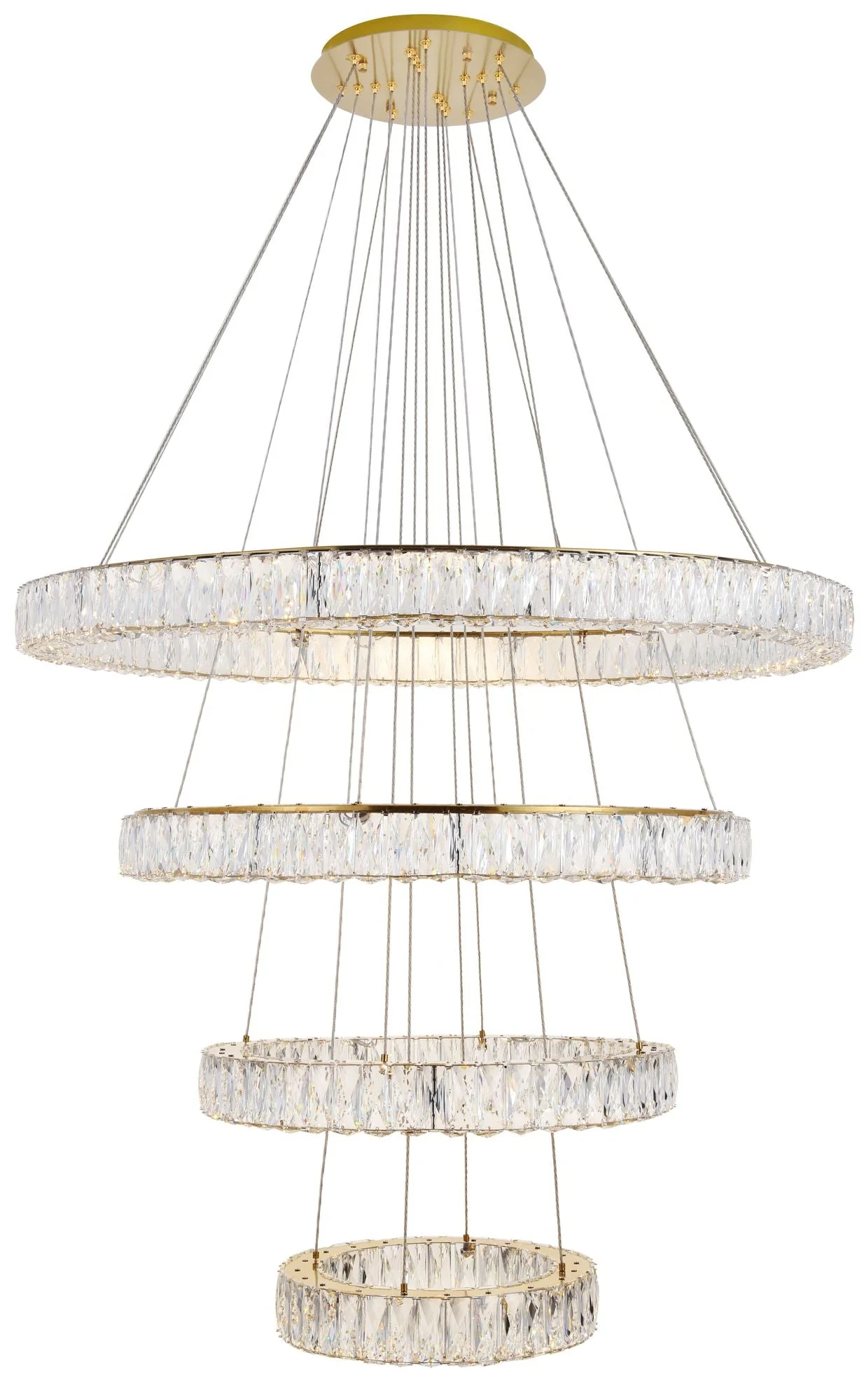 Monroe 42" Wide Gold and Crystal 4-Tier LED Chandelier - Image 3
