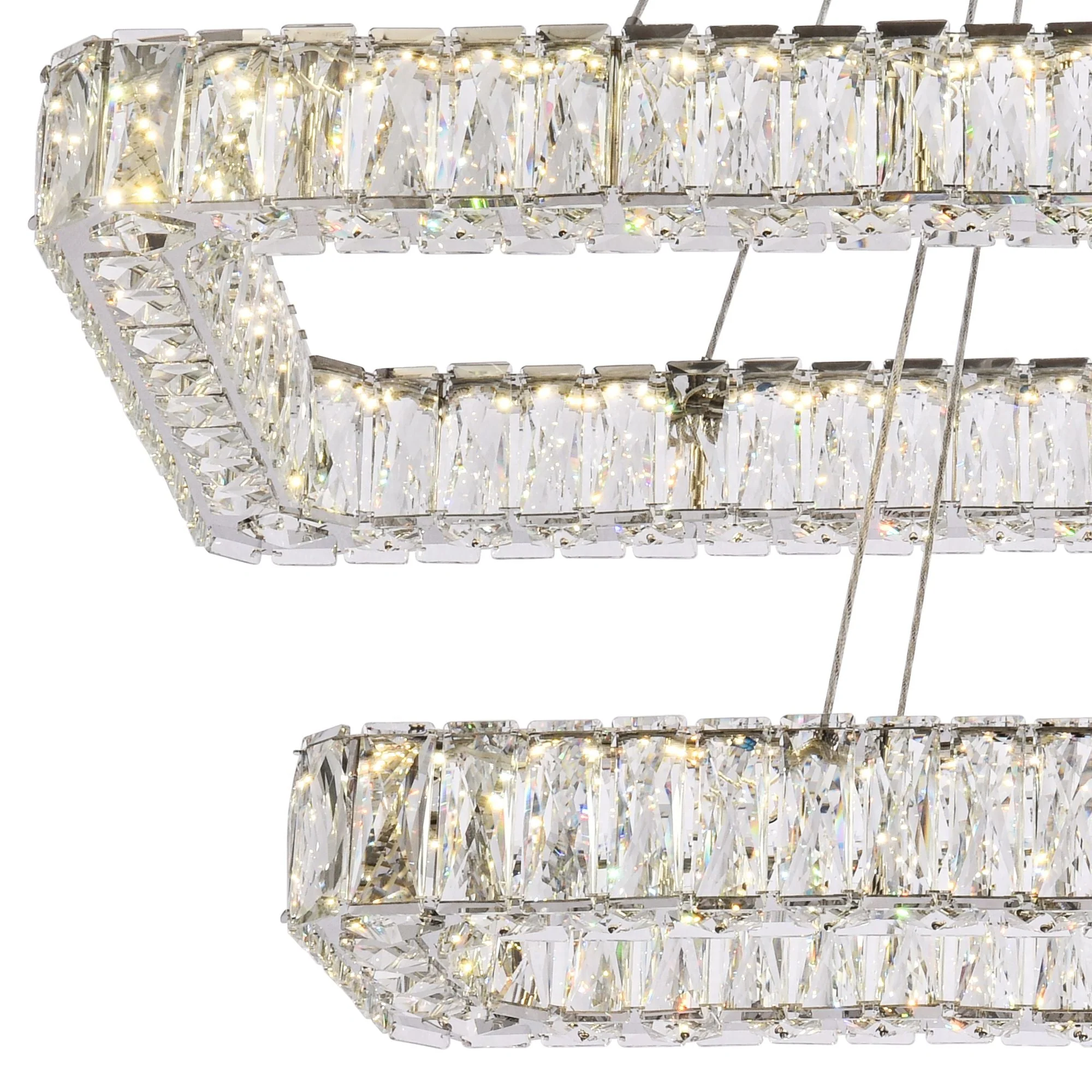 Monroe 42"W Chrome Crystals LED Double Rectangular Pendant - Image 3