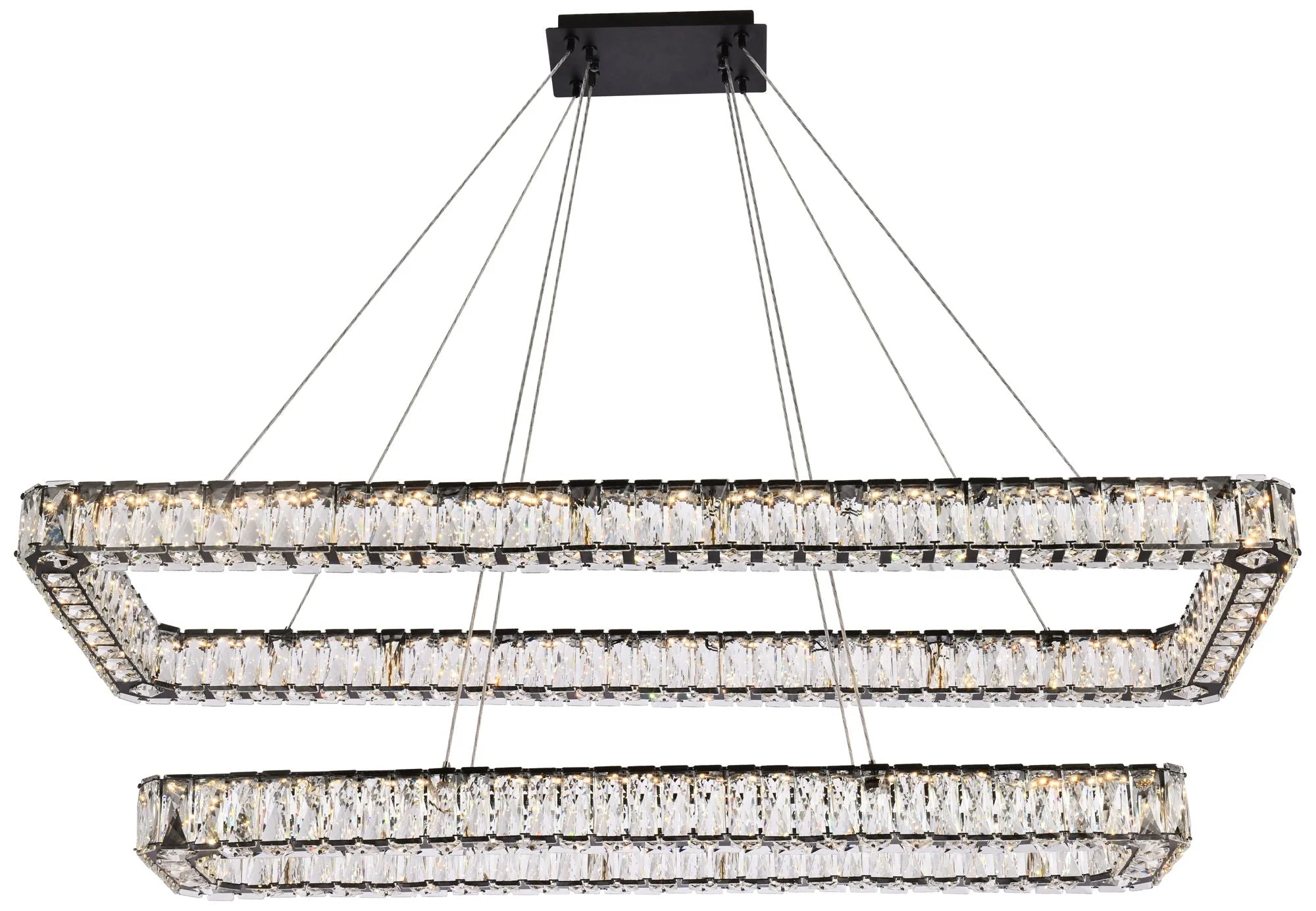 Monroe 50 1/4" Wide Black Crystal 2-Light LED Pendant - Image 1