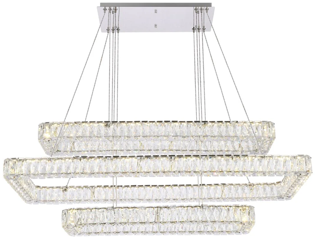 Monroe 50 1/4" Wide Chrome and Crystal 3-Tier LED Chandelier - Image 2