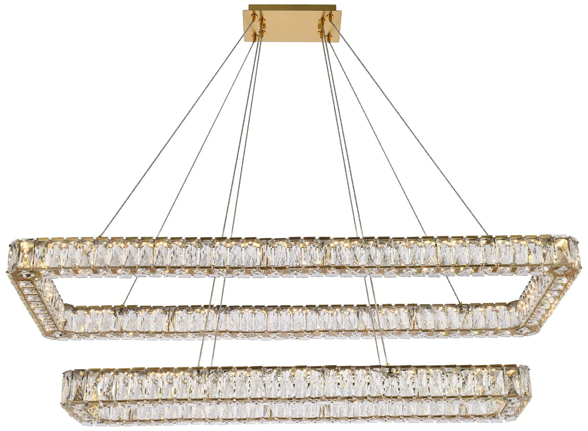 Monroe 50" Led Double Rectangle Pendant In Gold - Image 2