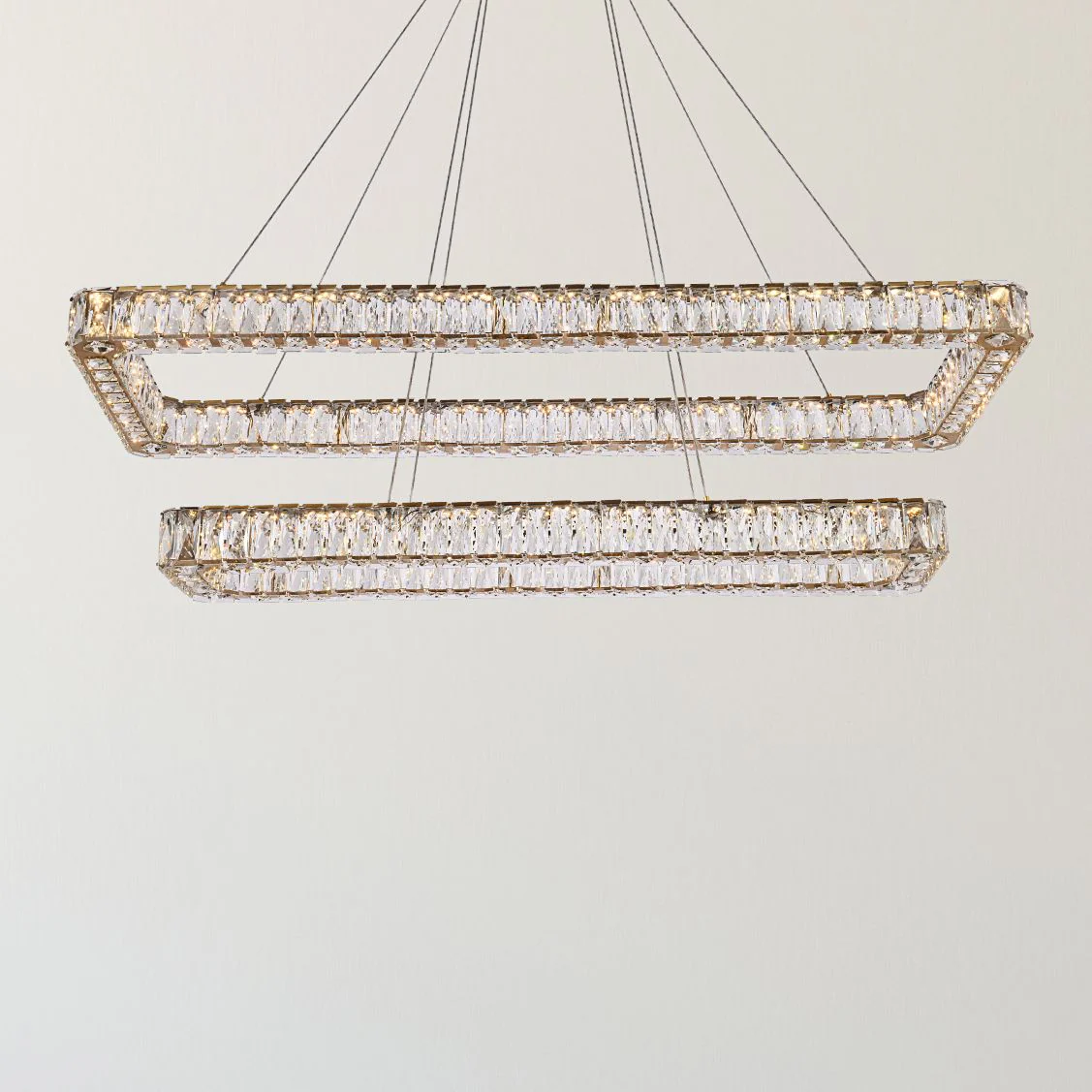 Monroe 50" Led Double Rectangle Pendant In Gold - Image 1