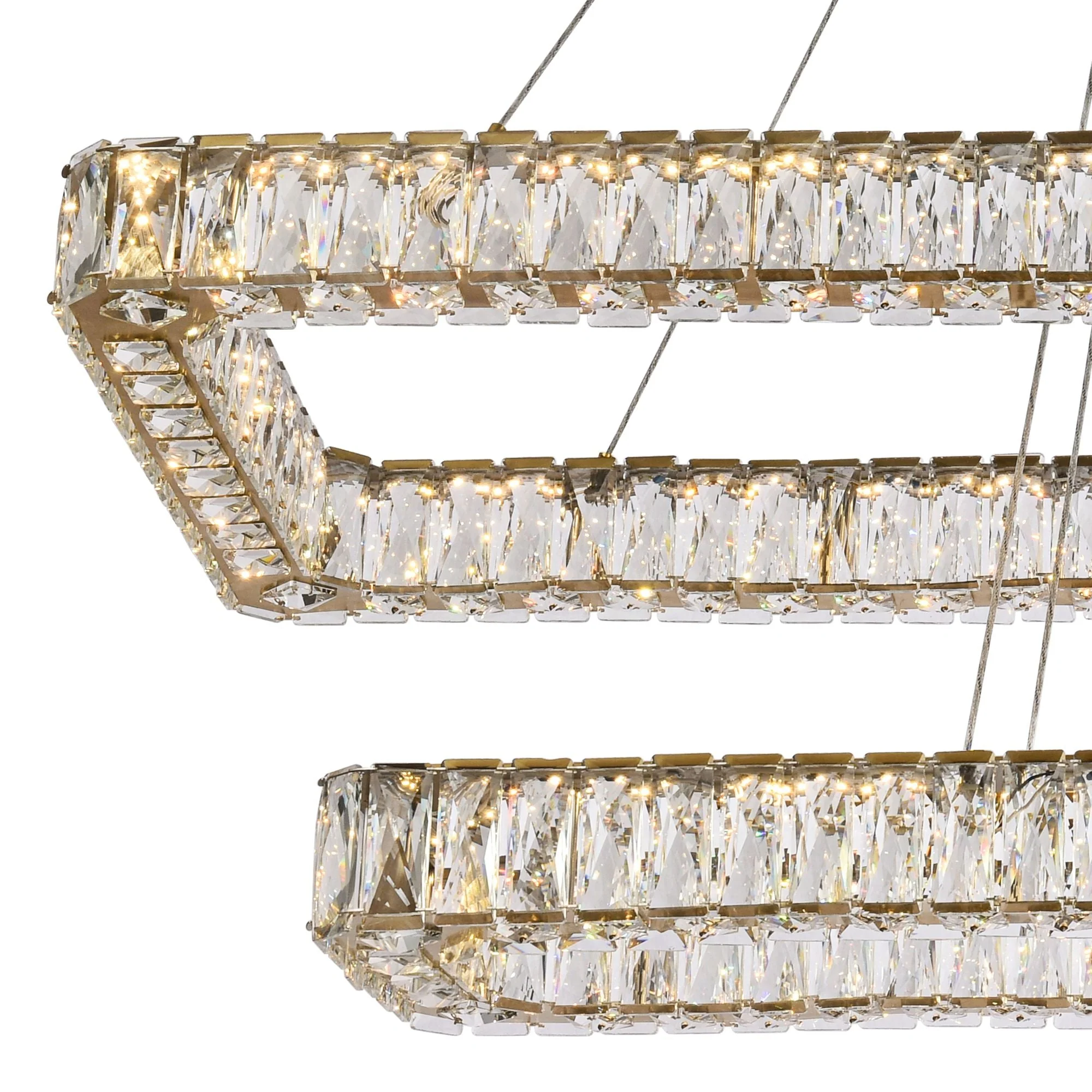 Monroe 50" Led Double Rectangle Pendant In Gold - Image 3