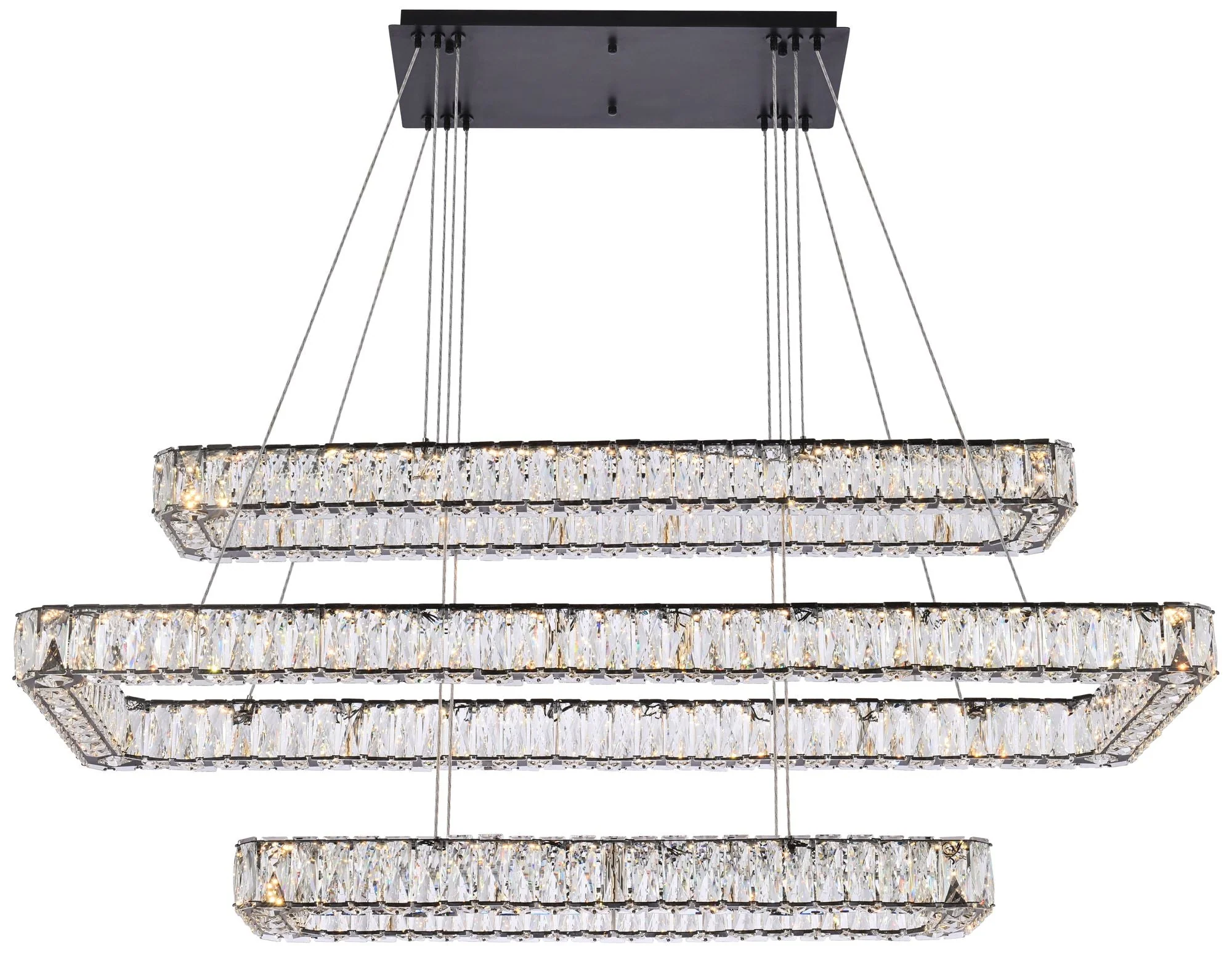 Monroe 50" Led Triple Rectangle Pendant In Black - Image 2