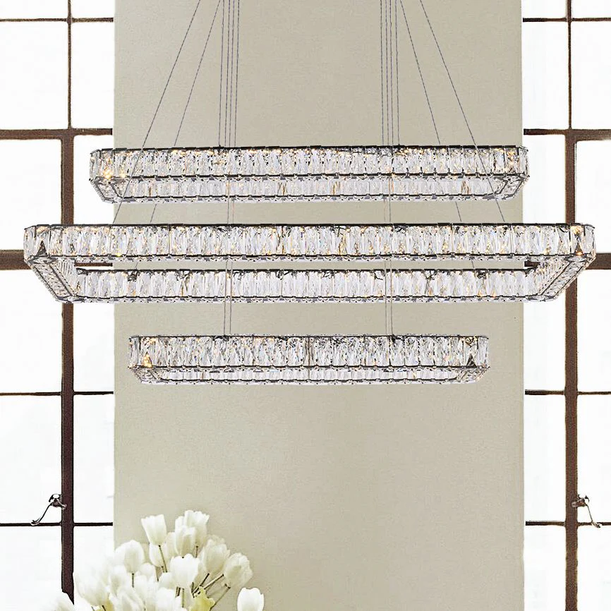 Monroe 50" Led Triple Rectangle Pendant In Black - Image 1