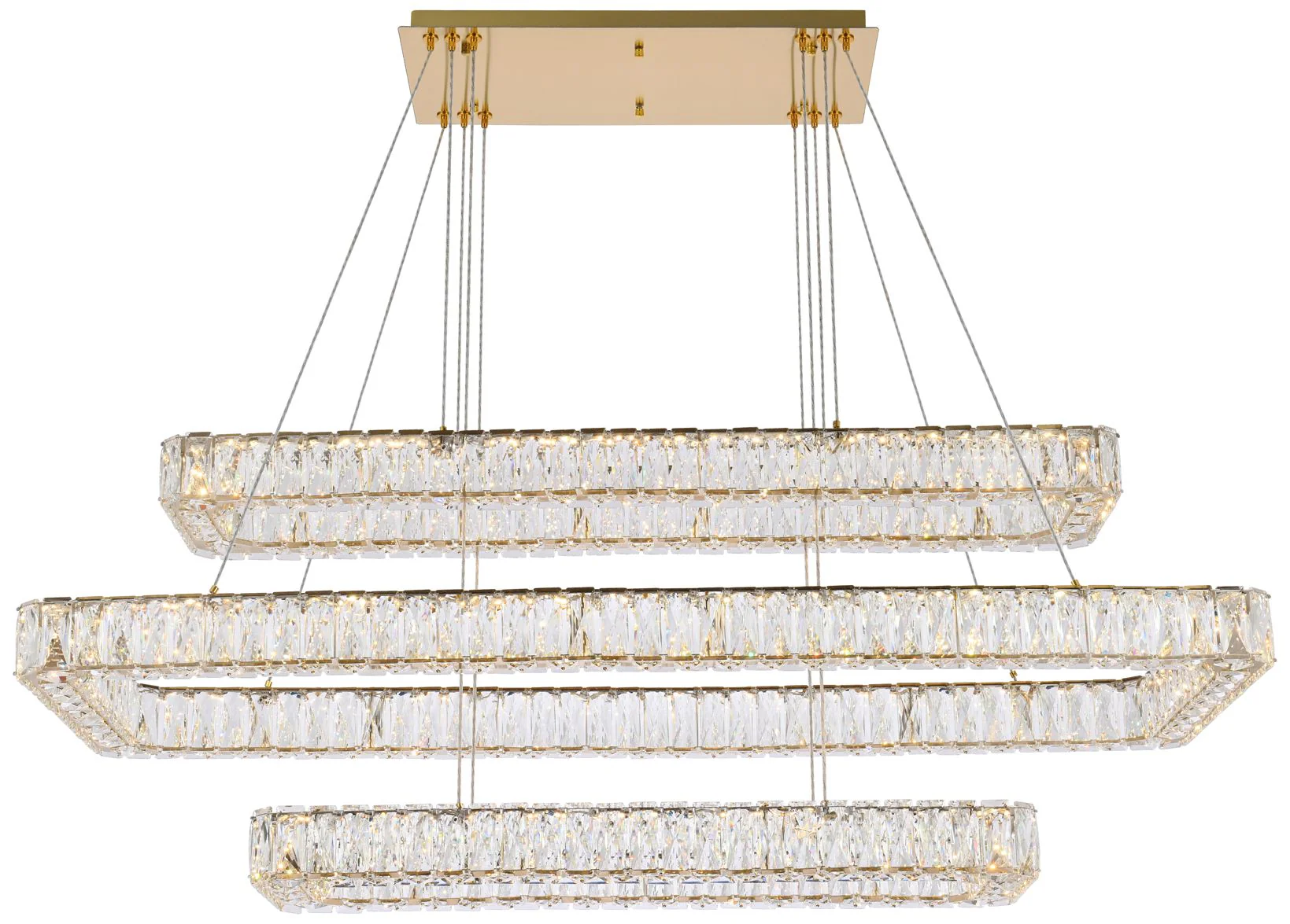 Monroe 50" Led Triple Rectangle Pendant In Gold - Image 1