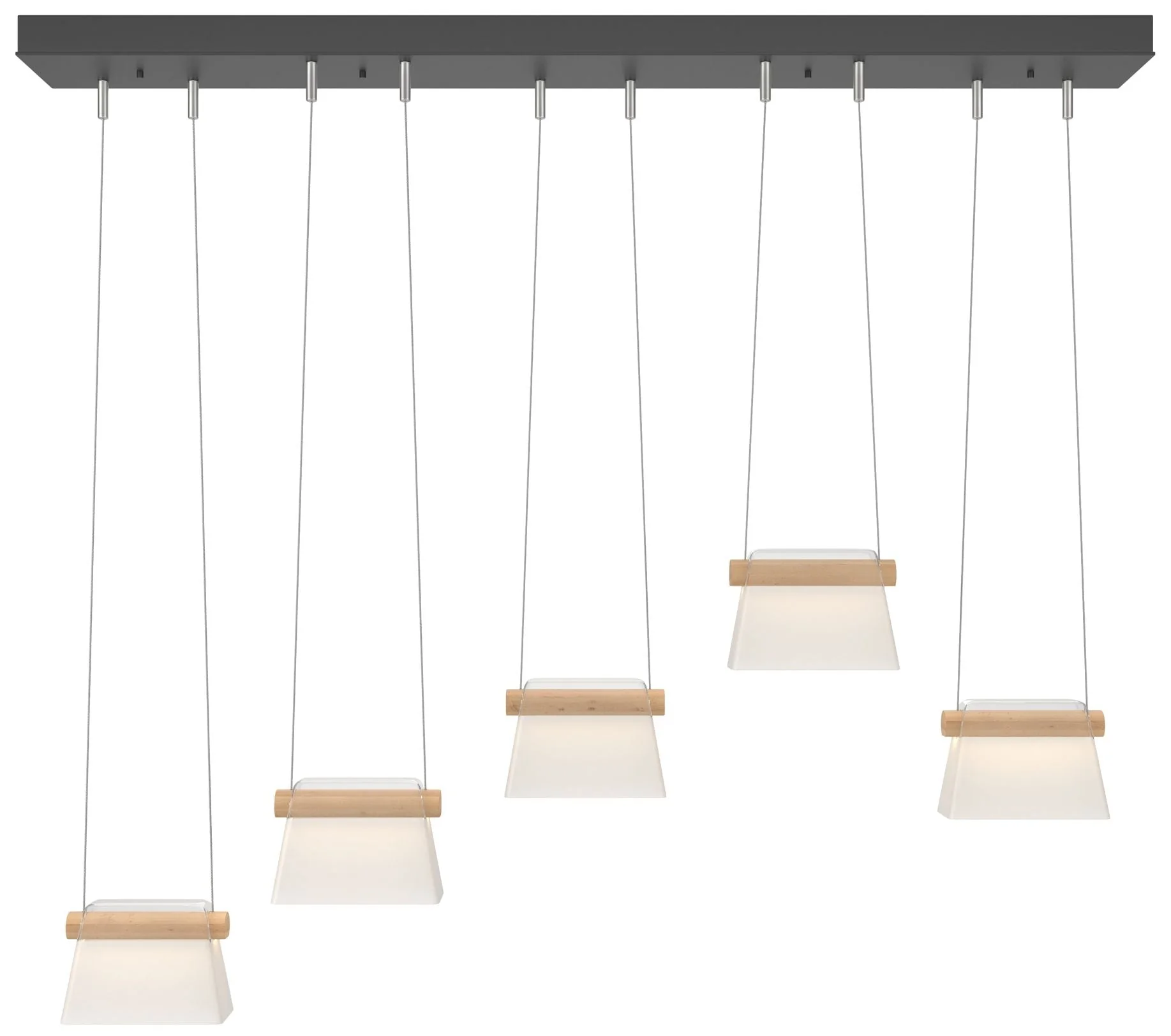 More Cowbell LED Pendant - Black - Maple Wood - Clear - Frosted Diffuser - Image 1