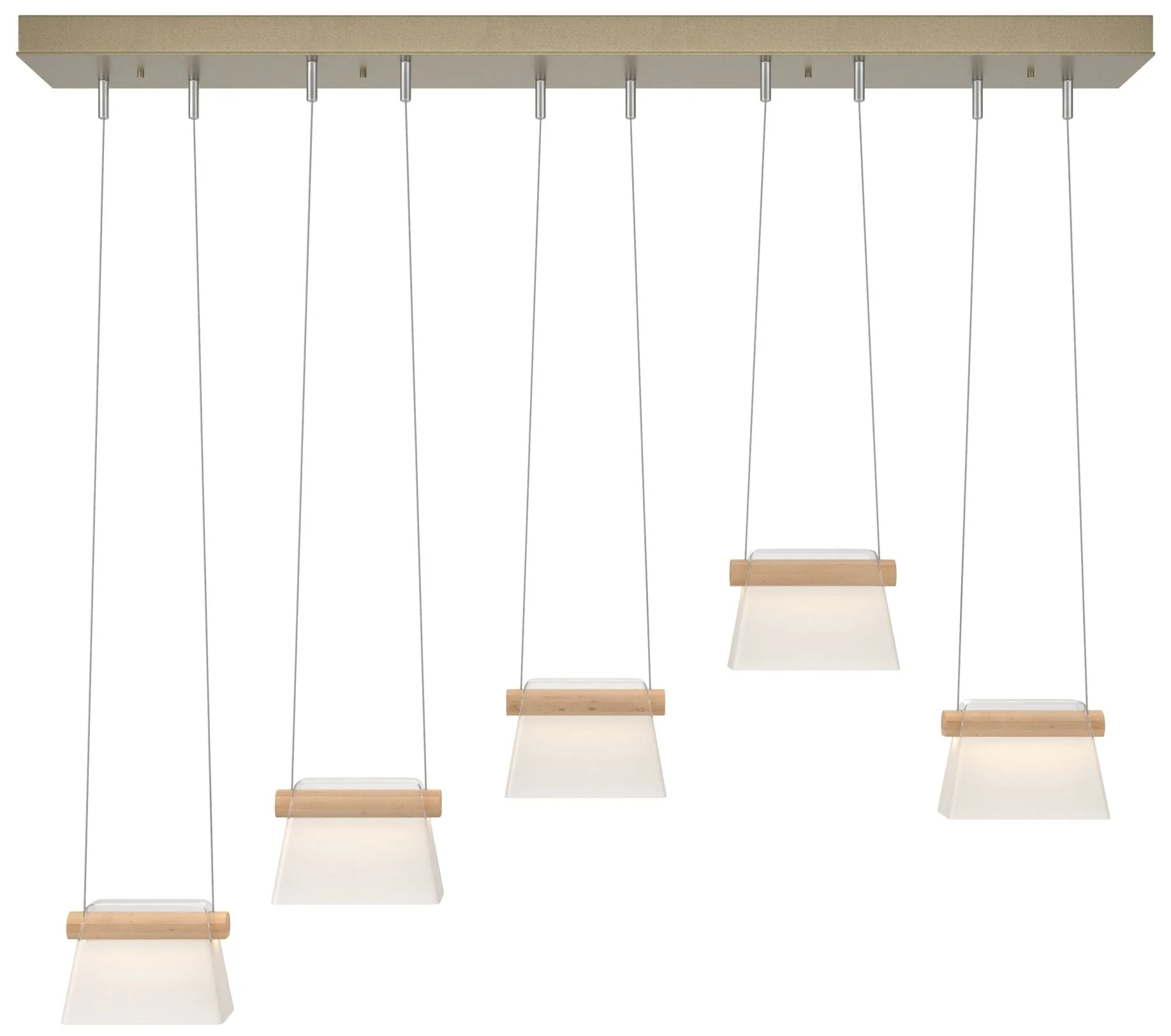 More Cowbell LED Pendant - Gold - Maple Wood - Clear - Frosted Diffuser - Image 1