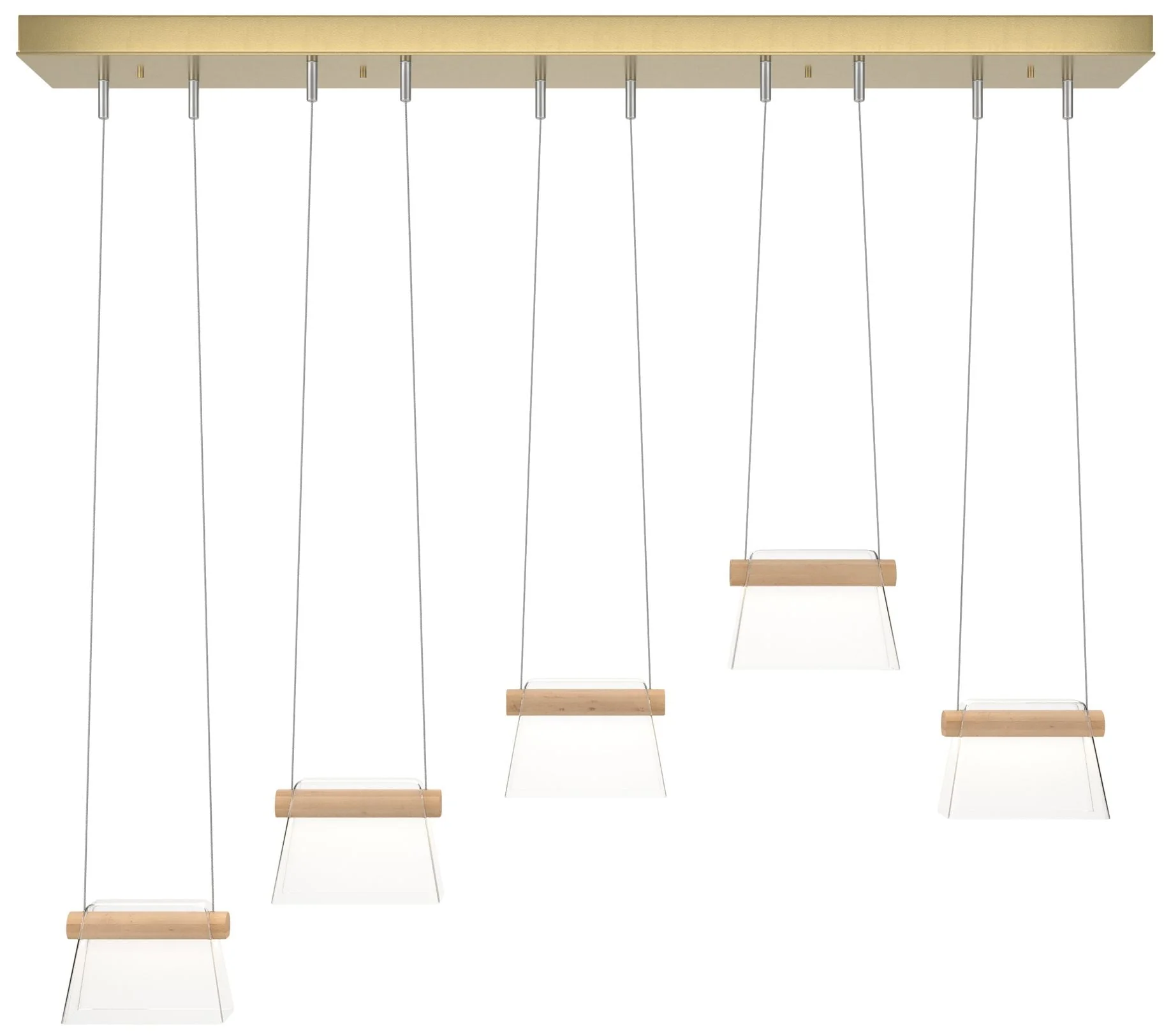 More Cowbell LED Pendant - Modern Brass - Maple Wood - Clear - Image 1