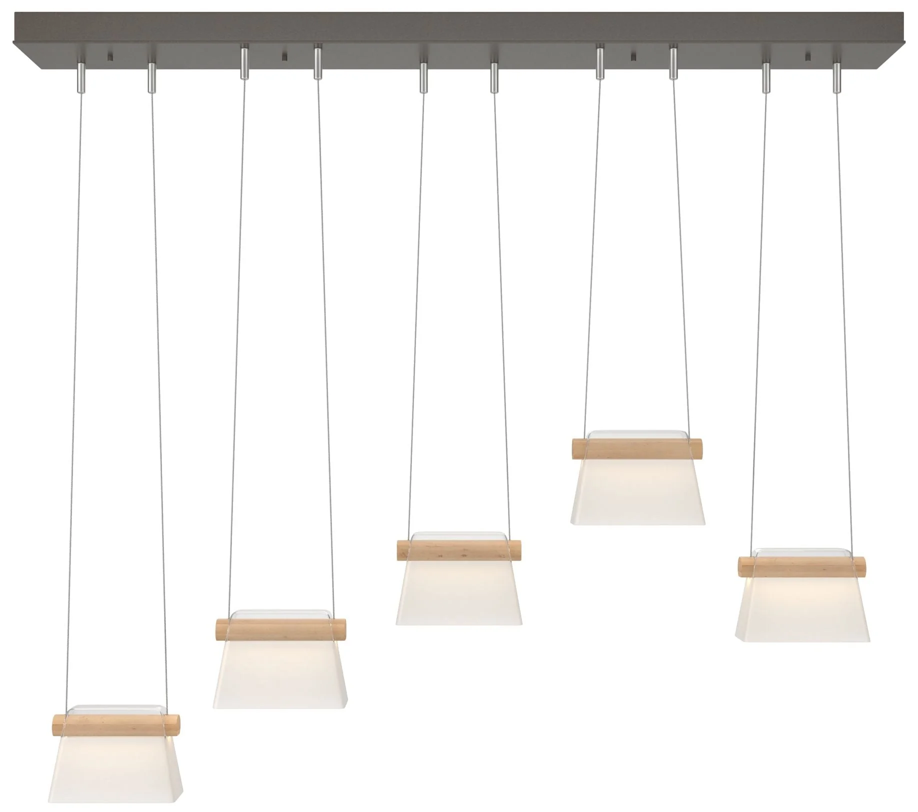 More Cowbell LED Pendant - Smoke - Maple Wood - Clear - Frosted Diffuser - Image 1