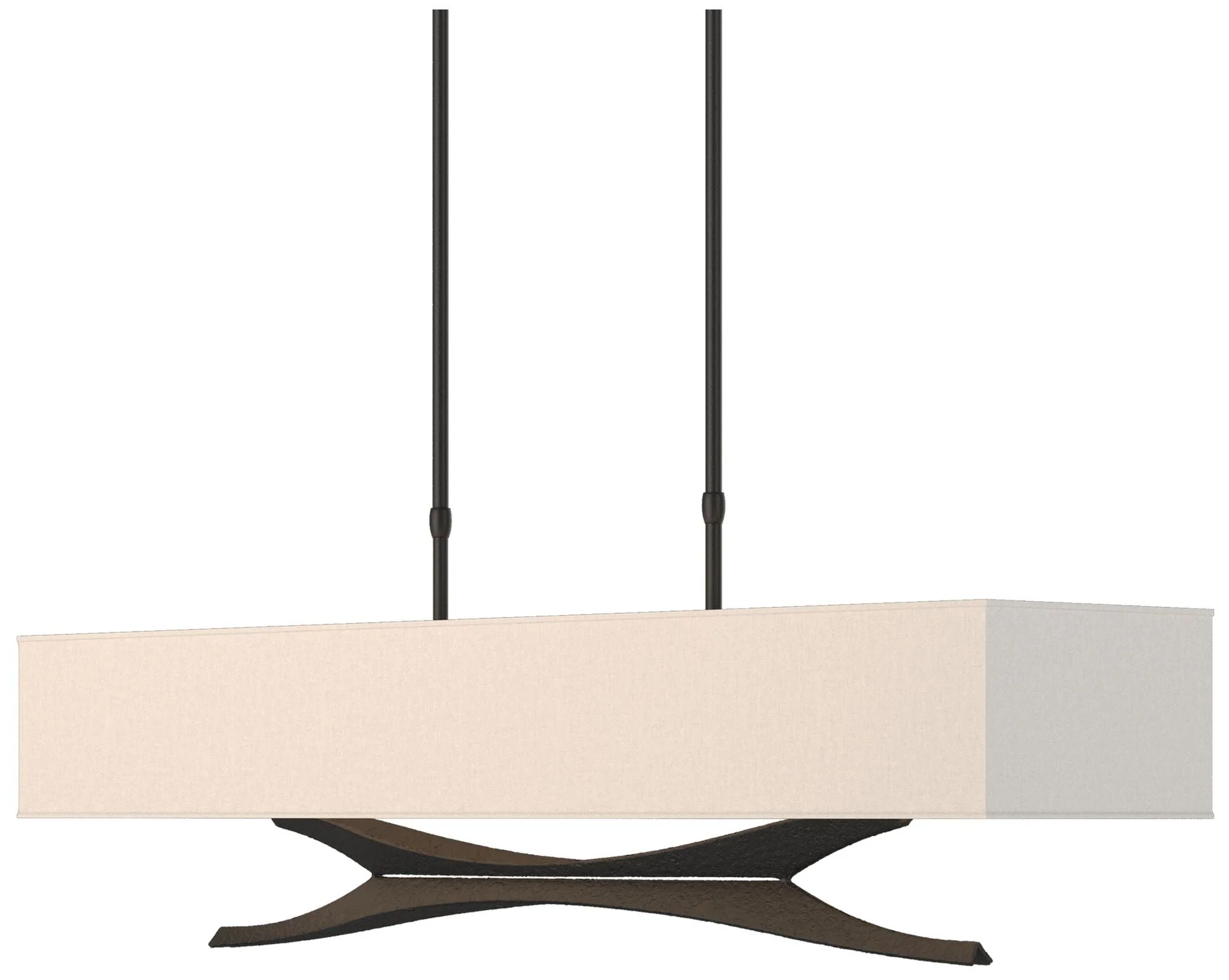 Moreau 42" Wide Black Long Pendant With Flax Shade - Image 1