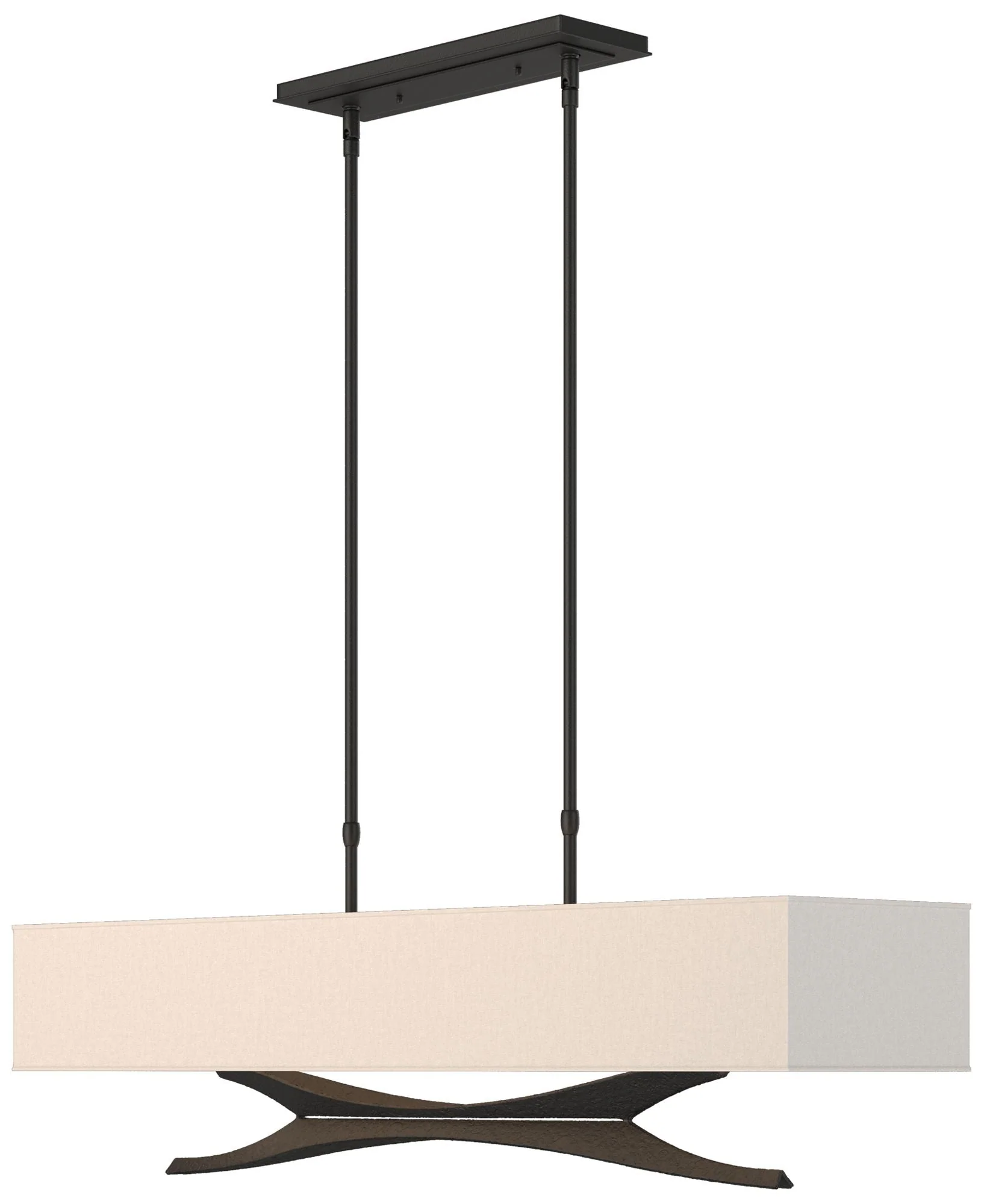 Moreau 42" Wide Black Standard Pendant With Flax Shade - Image 1