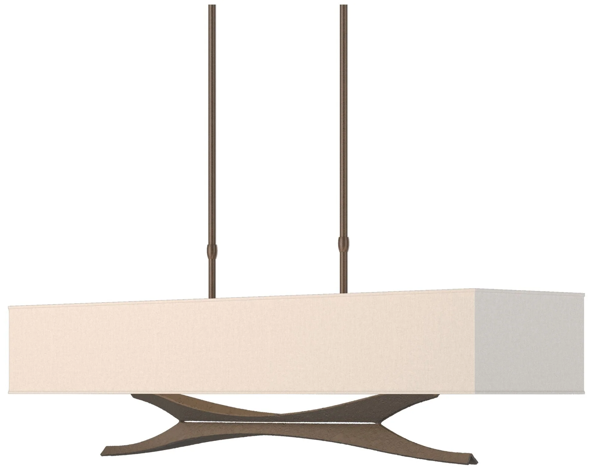 Moreau 42" Wide Bronze Short Height Pendant With Flax Shade - Image 1