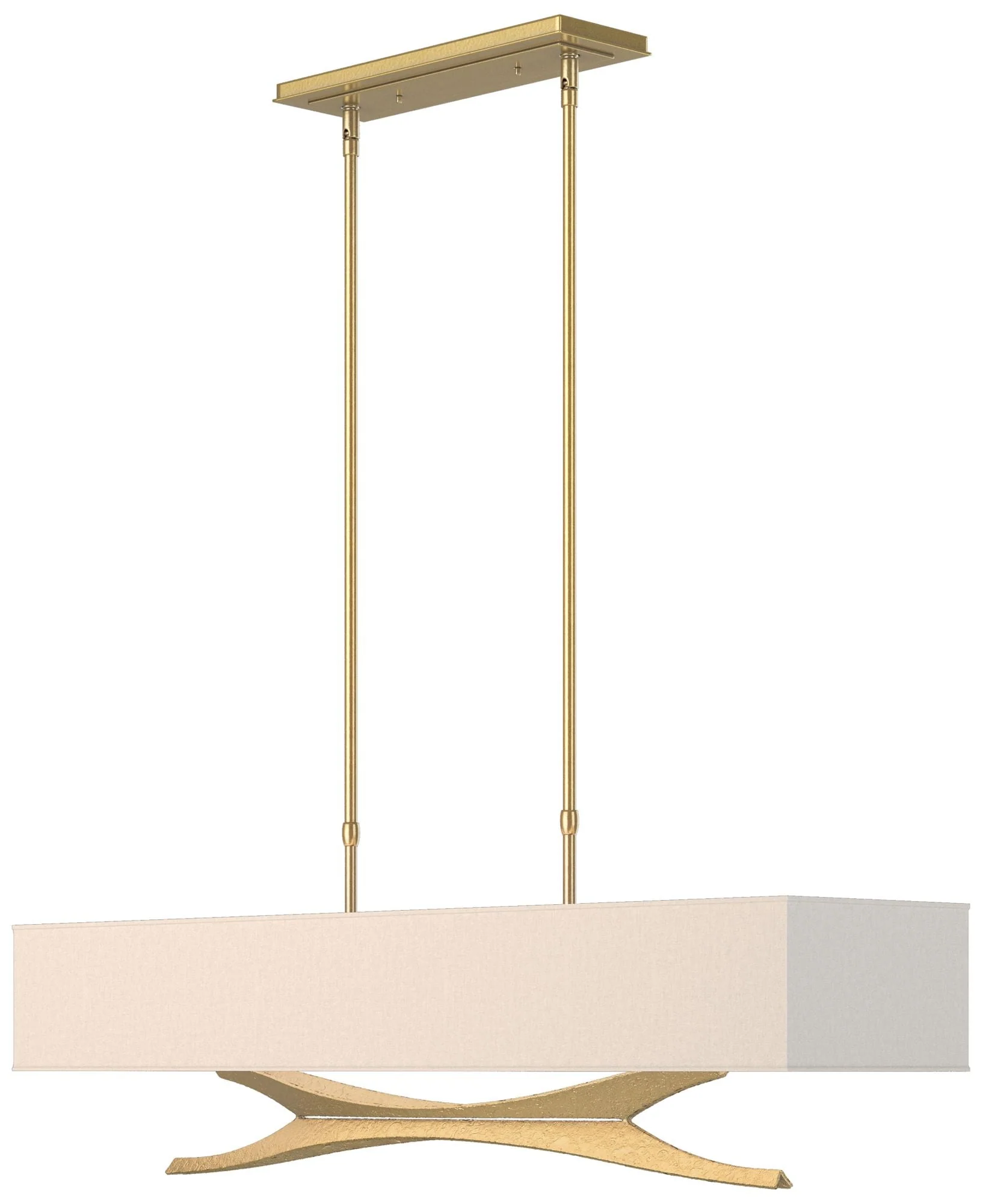 Moreau 42" Wide Modern Brass Standard Pendant With Flax Shade - Image 1