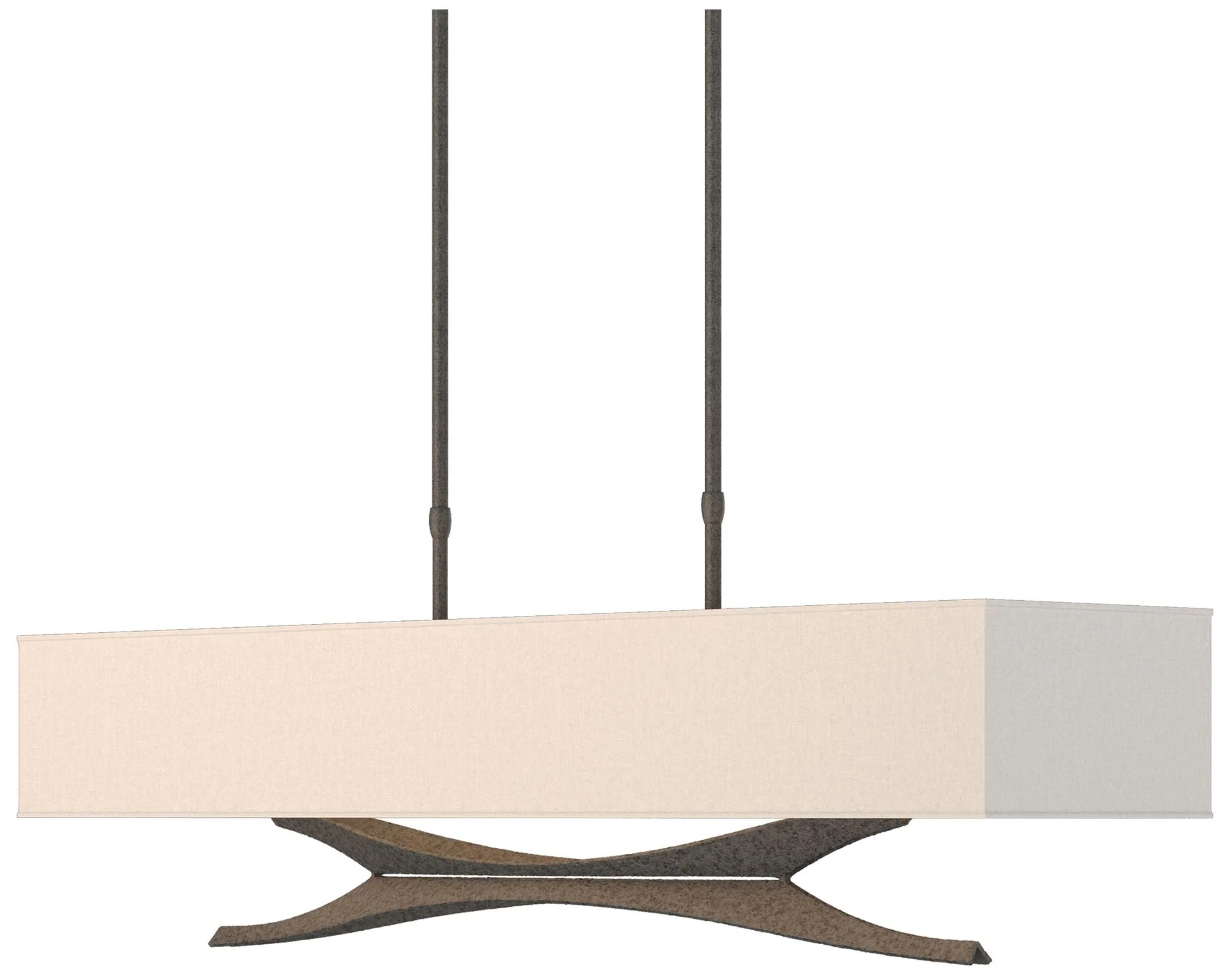 Moreau 42" Wide Natural Iron Long Pendant With Flax Shade - Image 1