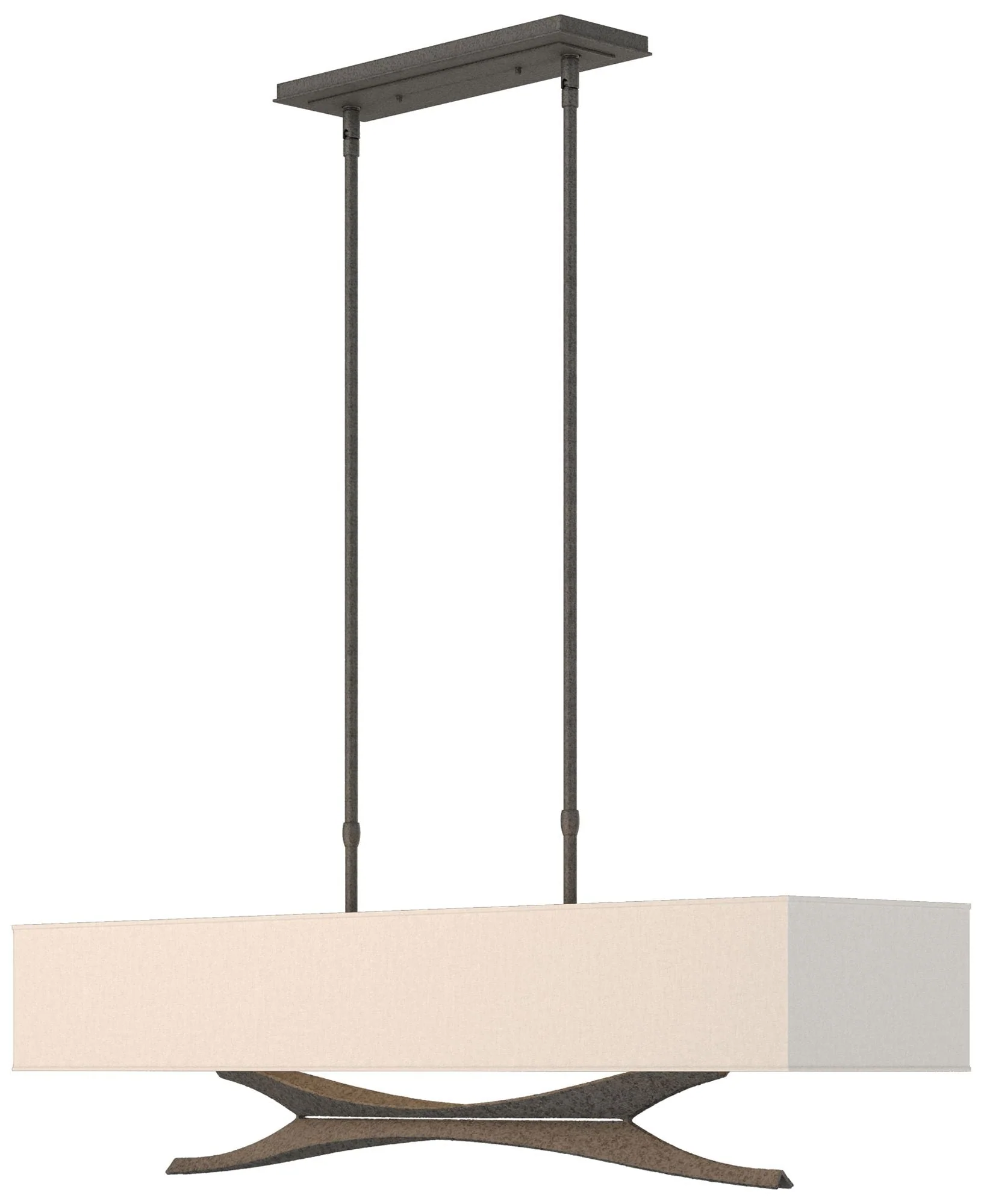 Moreau 42" Wide Natural Iron Standard Pendant With Flax Shade - Image 1