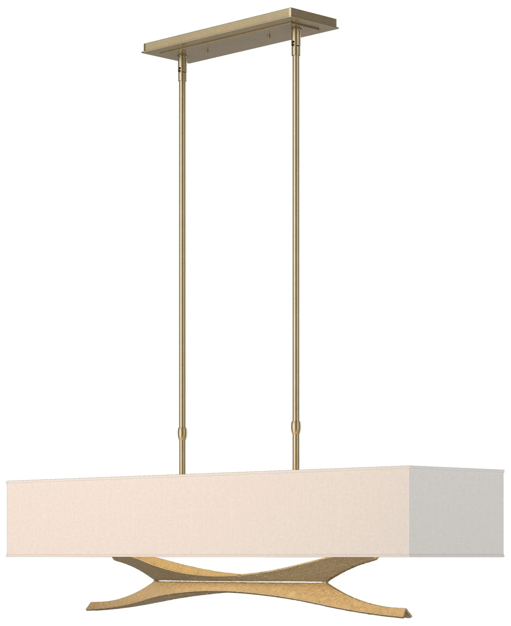 Moreau 42" Wide Soft Gold Standard Pendant With Flax Shade - Image 1