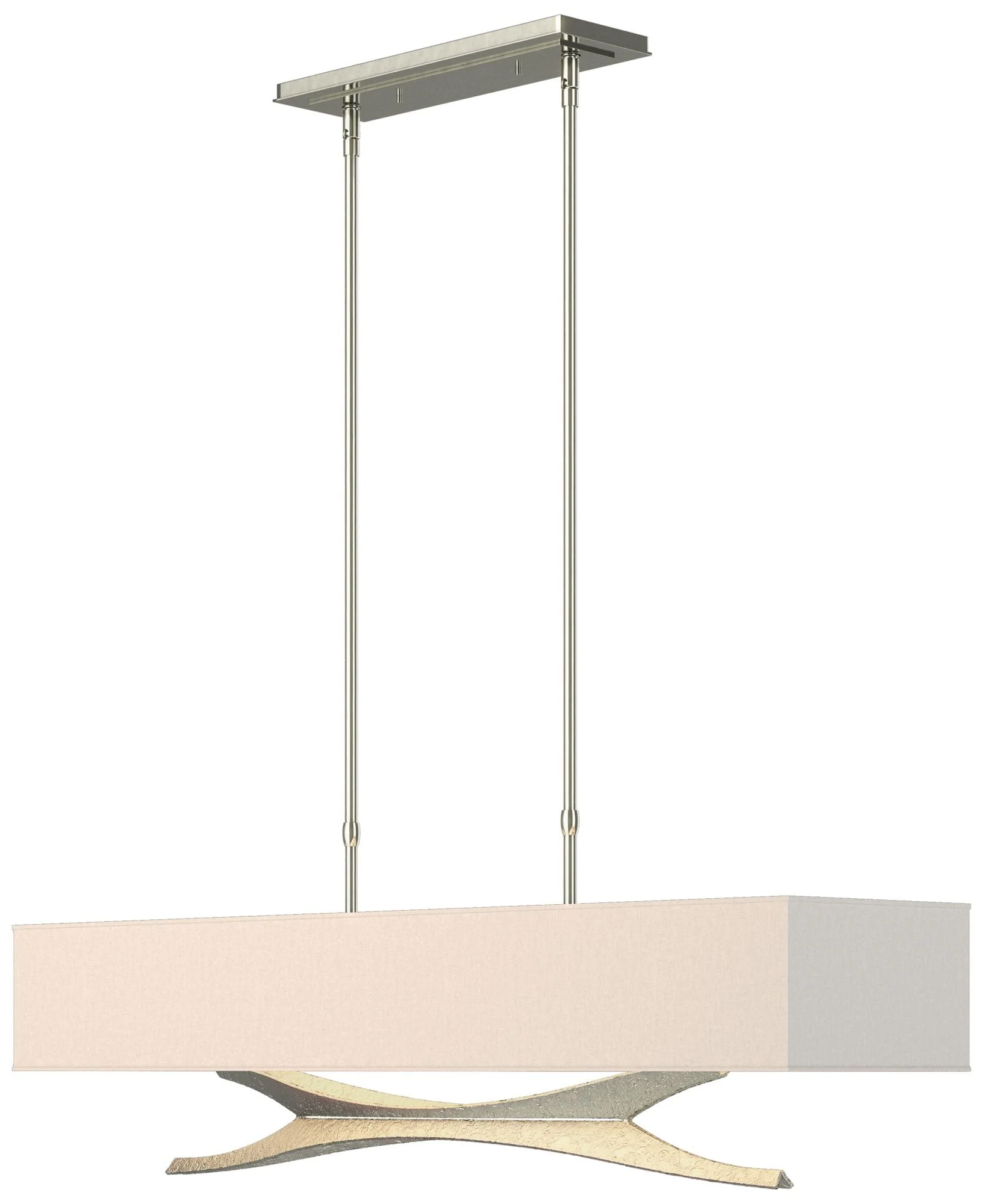 Moreau 42" Wide Sterling Standard Pendant With Flax Shade - Image 1