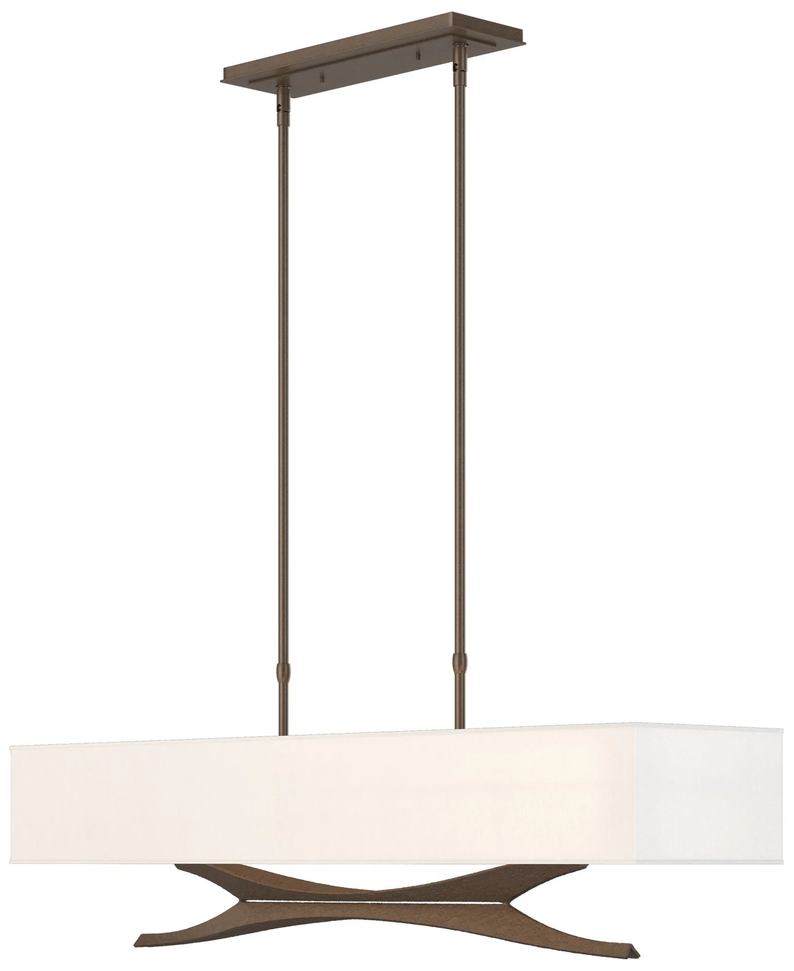 Moreau 42"W Bronze Standard Pendant With Natural Anna Shade - Image 1