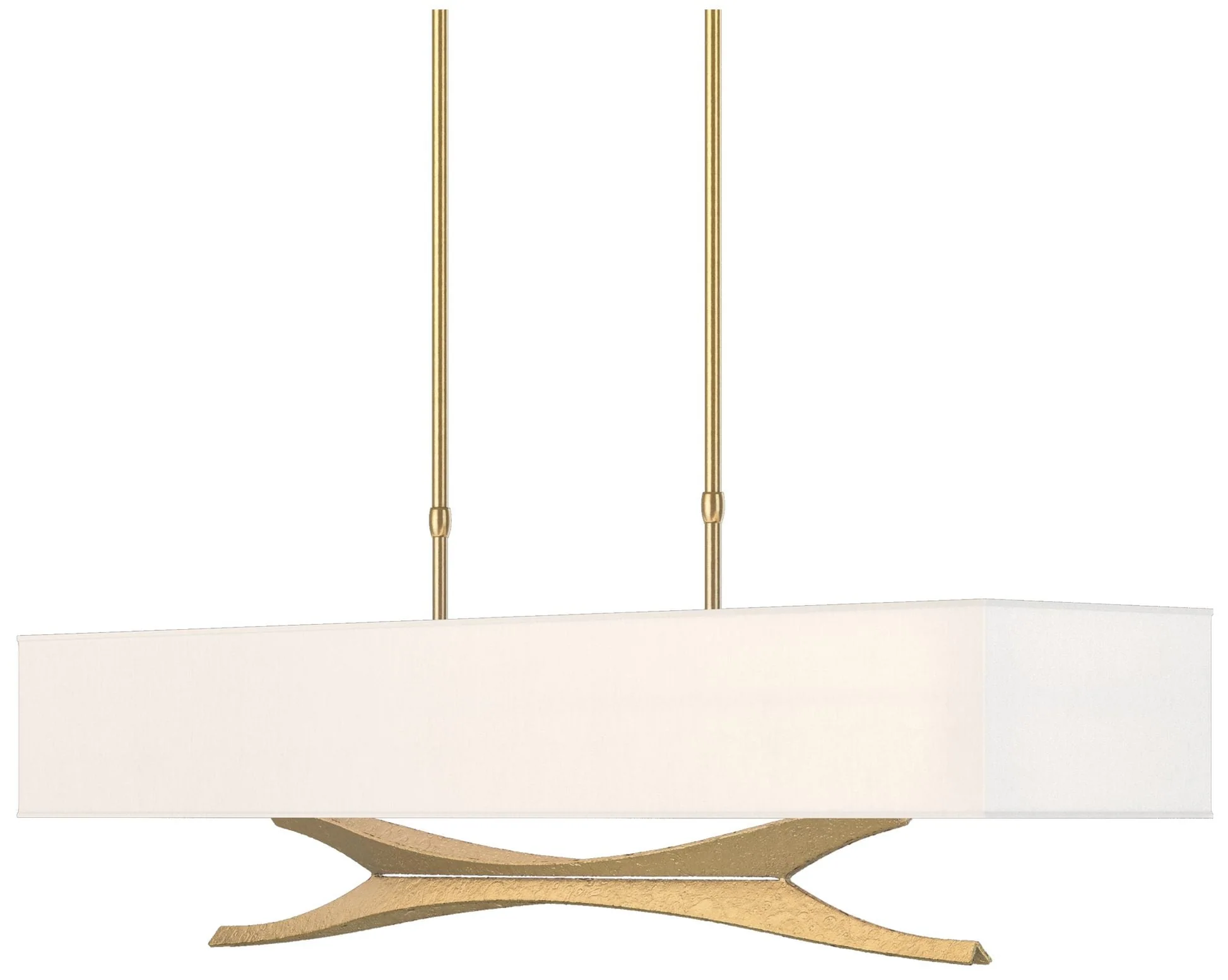 Moreau 42"W Modern Brass Short Height Pendant With Natural Anna Shade - Image 1