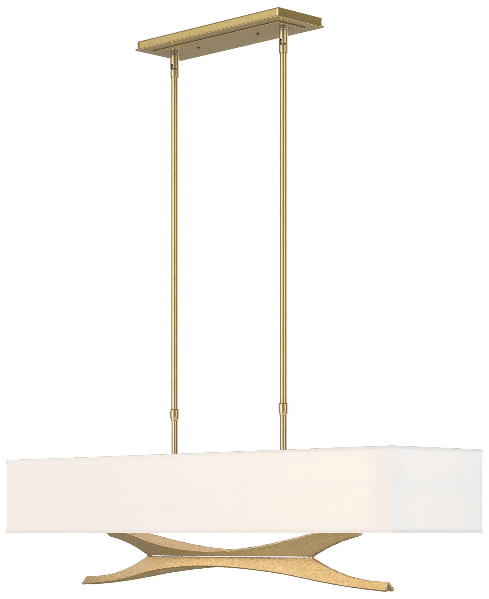 Moreau 42"W Modern Brass Standard Pendant w/ Anna Shade - Image 1