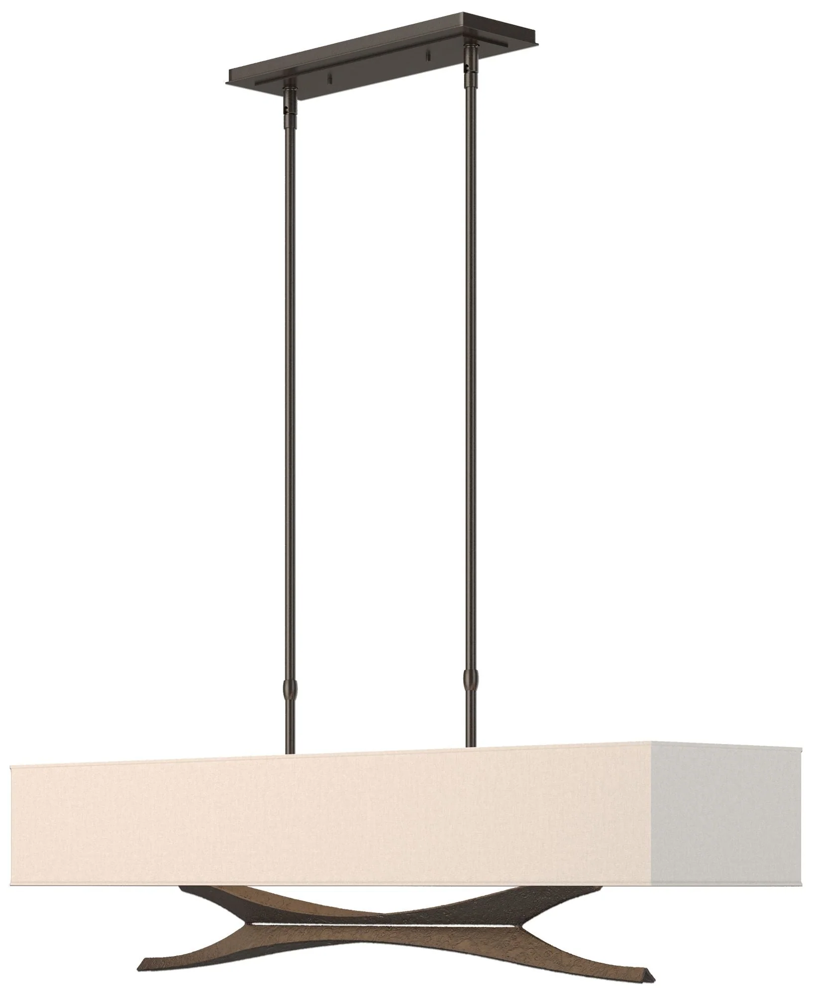 Moreau 42"W Oil Rubbed Bronze Standard Pendant With Flax Shade - Image 1