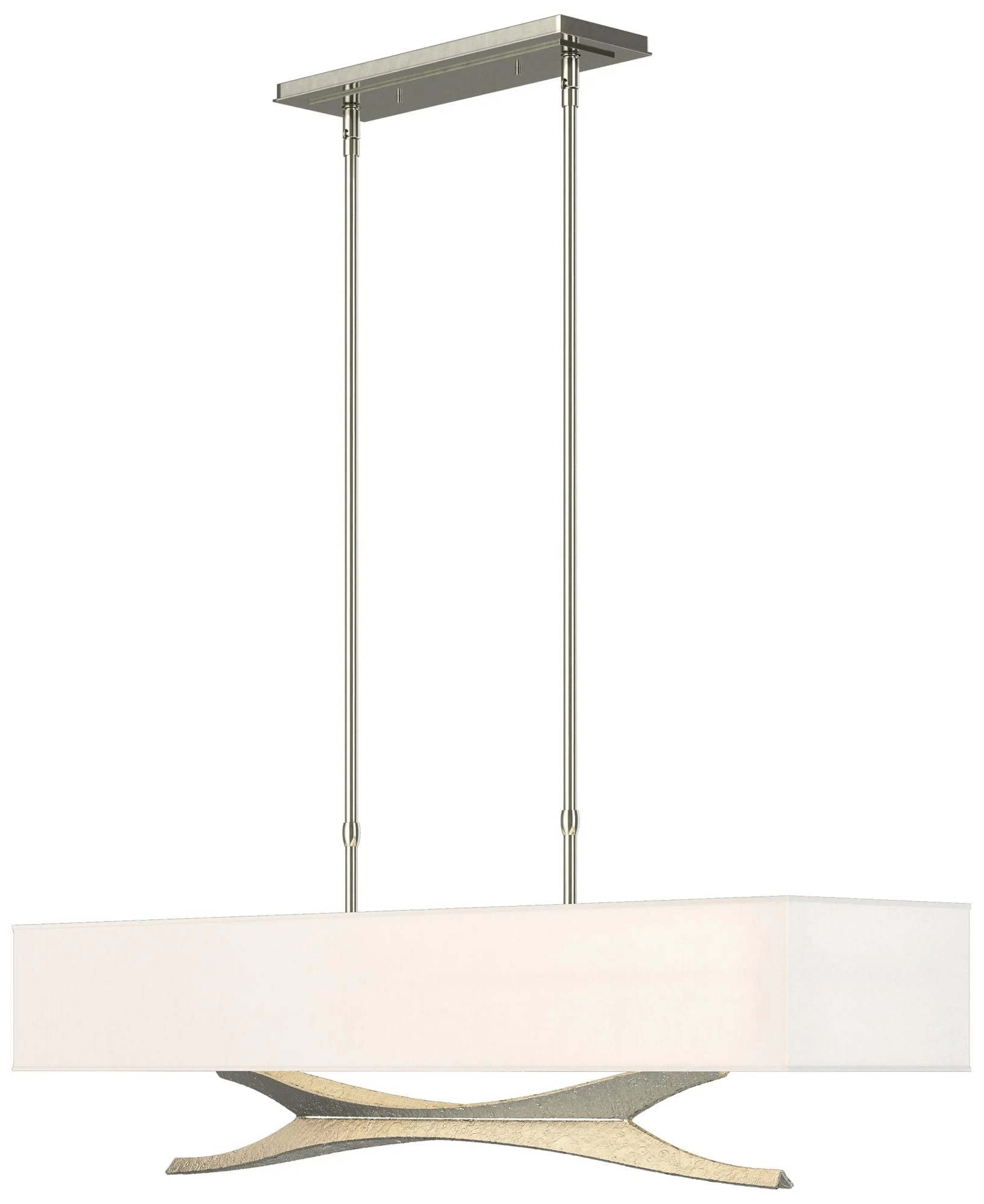 Moreau 42"W Sterling Standard Pendant With Natural Anna Shade - Image 1