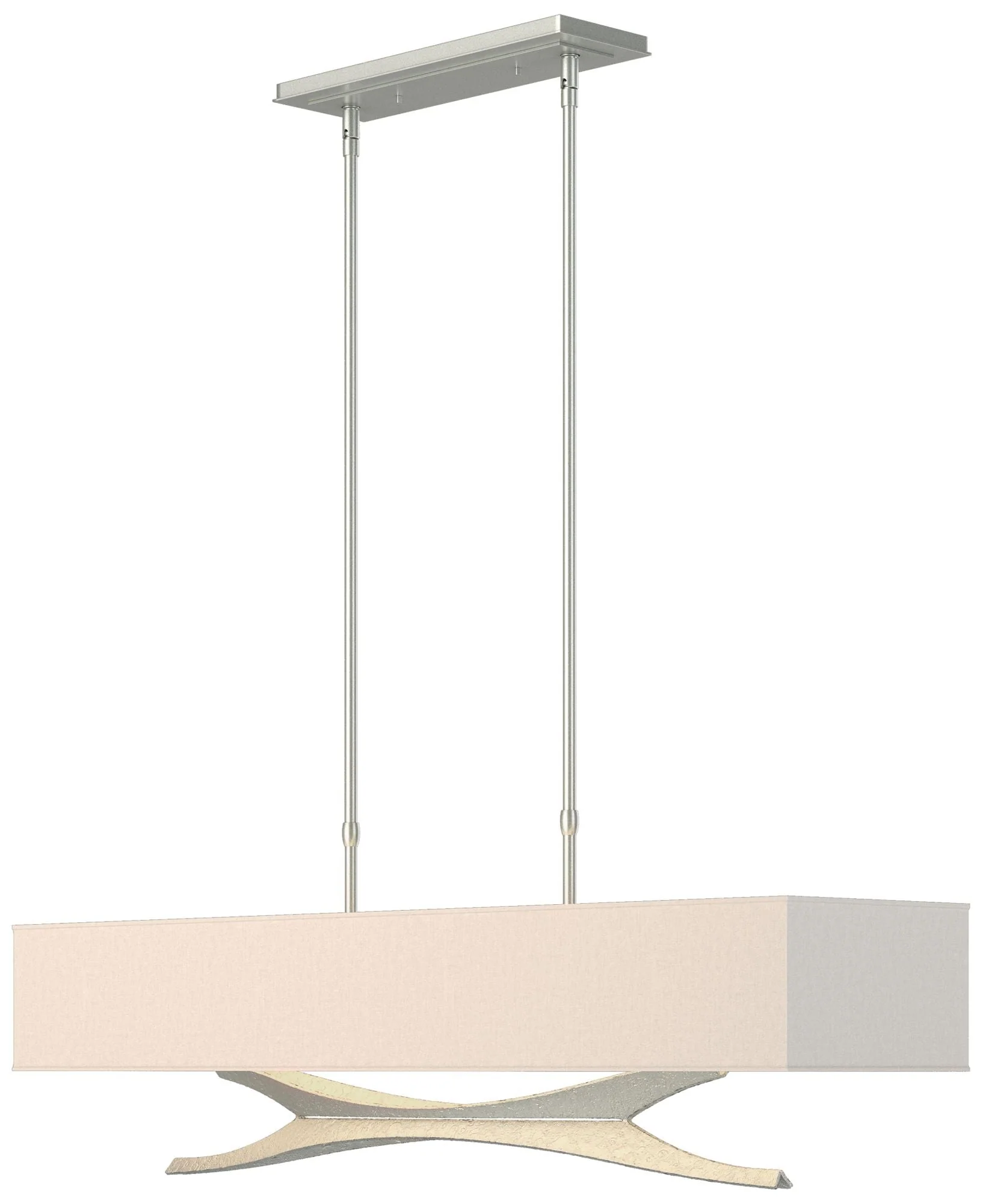Moreau 42"W Vintage Platinum Standard Pendant With Flax Shade - Image 1