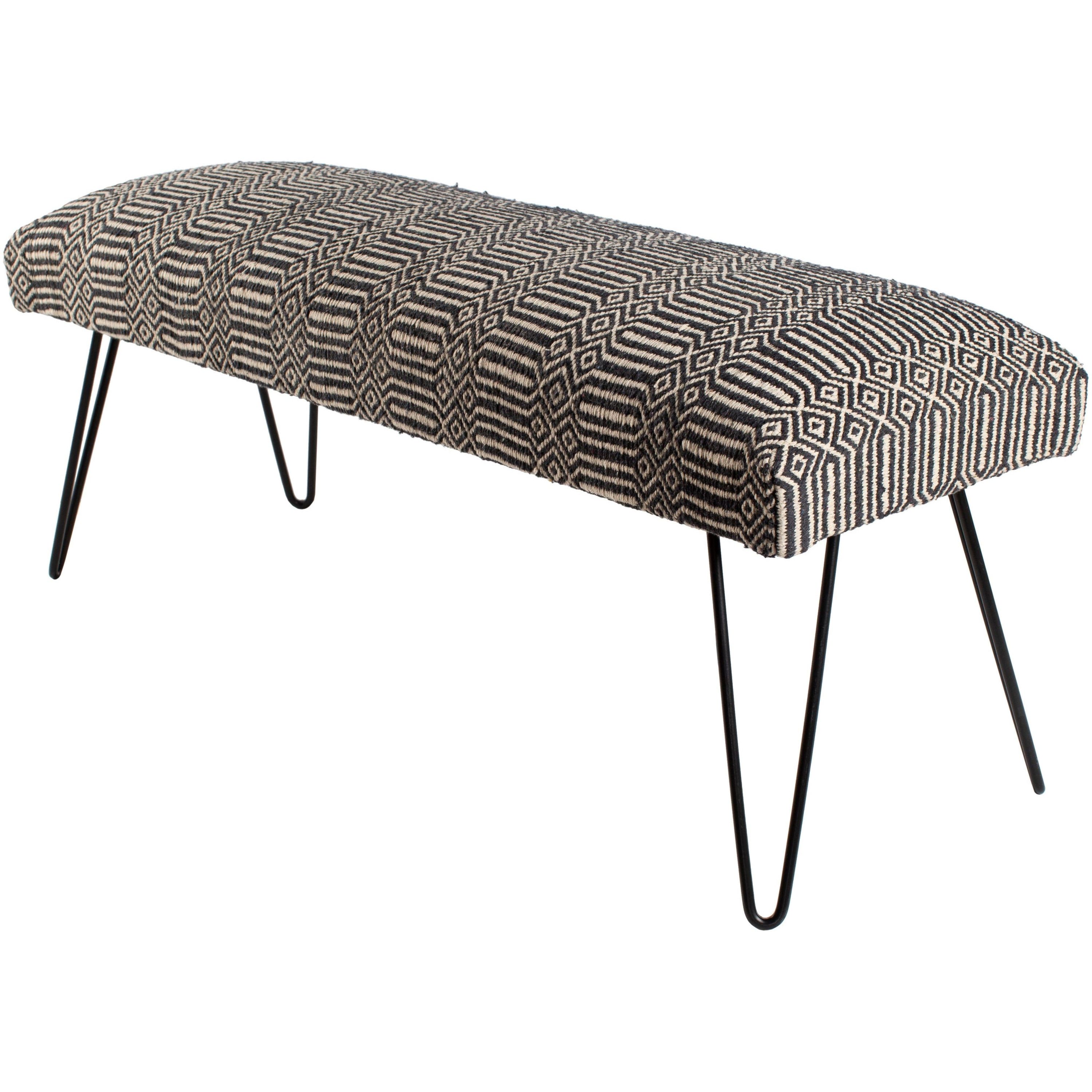 Surya Nakia Rustic Modern Hand Woven Fabric Bench With Black Metal Base NAK-001 - Image 2
